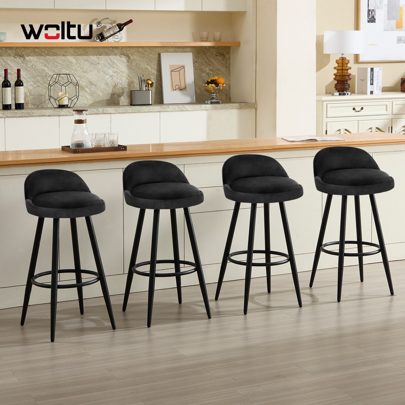 Woltu Barhocker (Set, 2 St), Barstühle mit Lehne, Belastbarkeit bis 150 kg günstig online kaufen