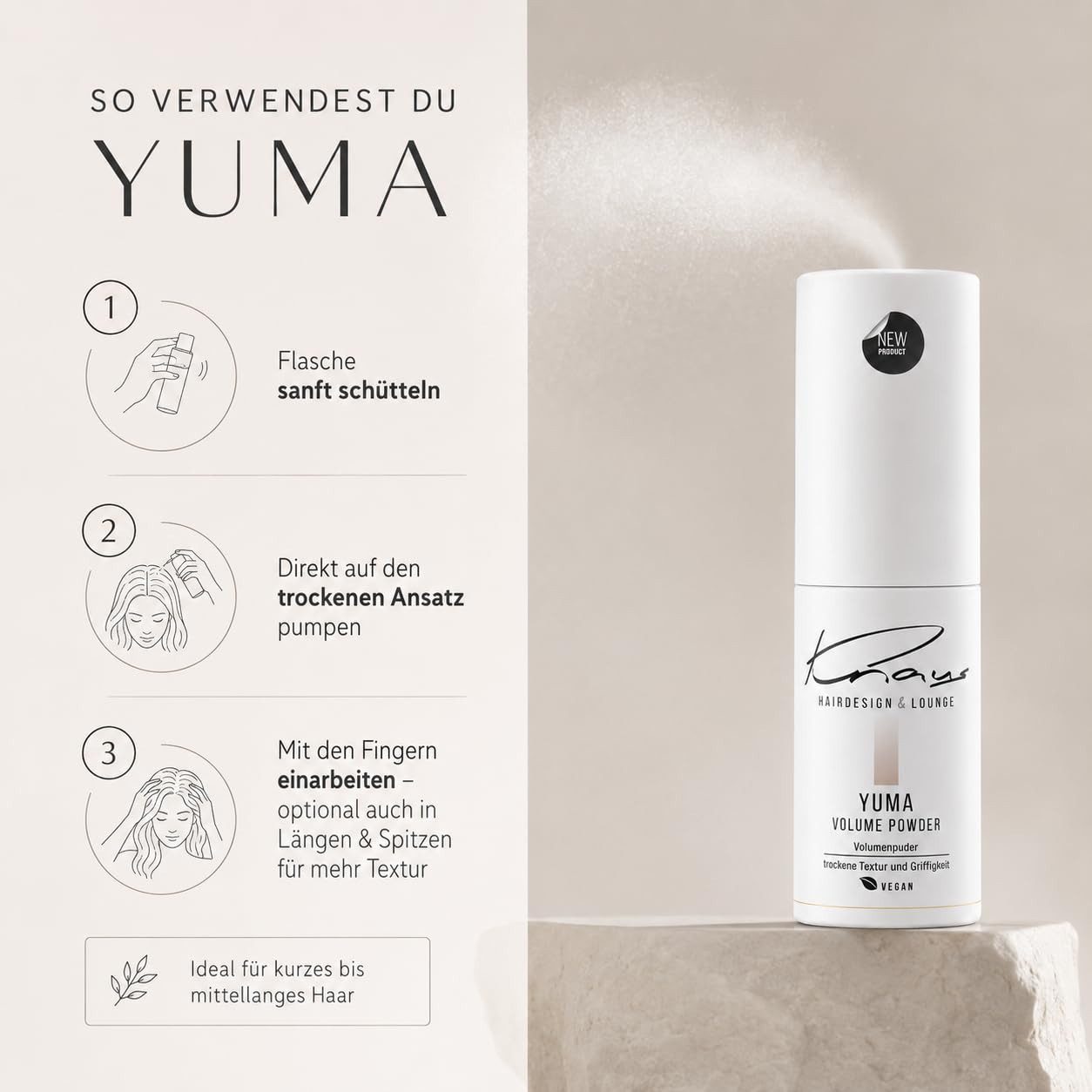 Knaus Hairdesign Volumenpuder Profi Volume – Volumenpuder Spray für mehr Fülle, Griff & Textur, 1-tlg.