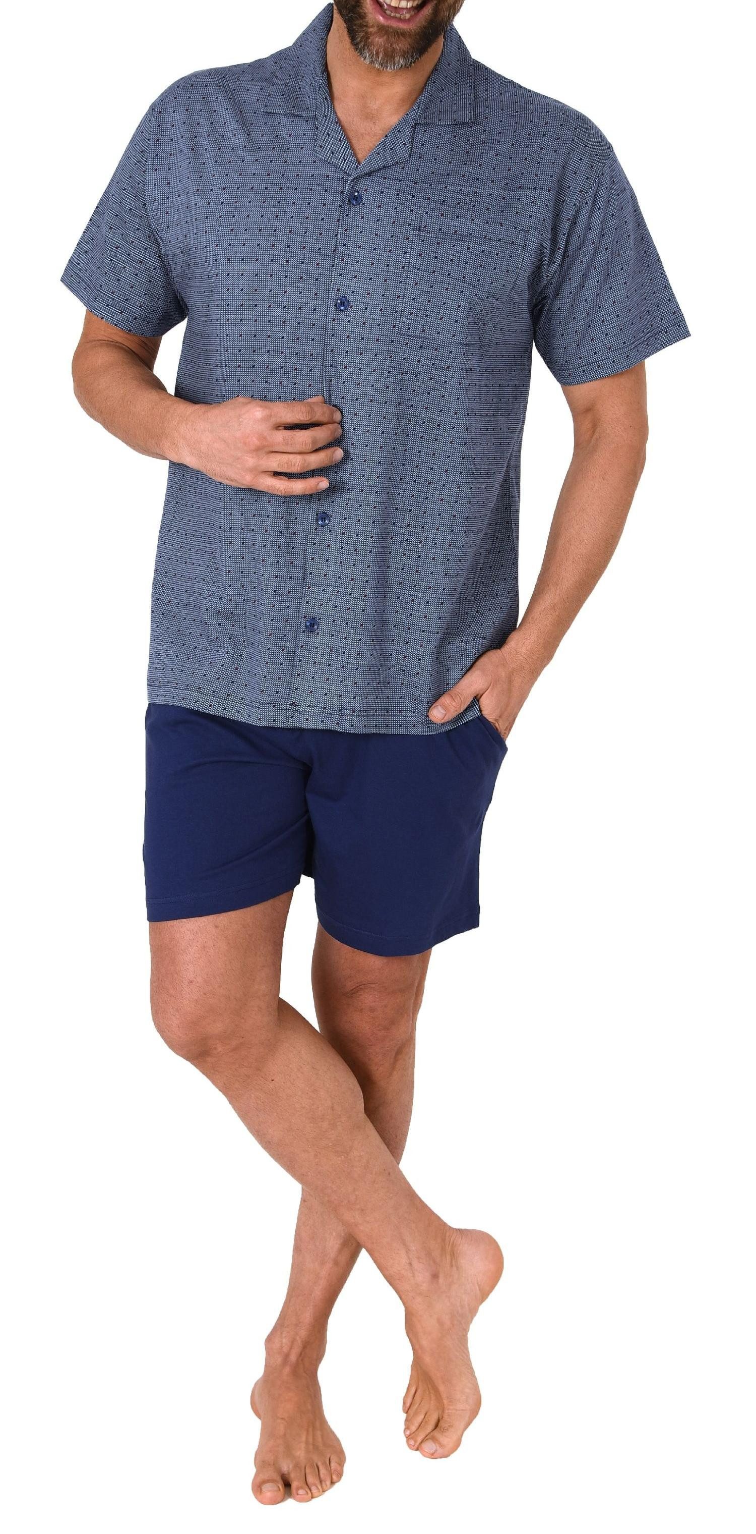 Normann Pyjama Herren kurzarm Schlafanzug Shorty Pyjama zum durchknöpfen günstig online kaufen