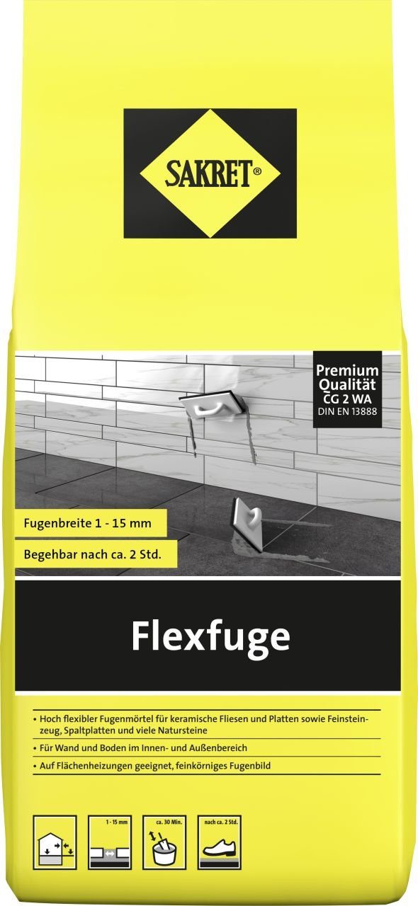 Sakret Fugenmörtel Sakret Flexfuge 1 - 15 mm manhattan 5 kg