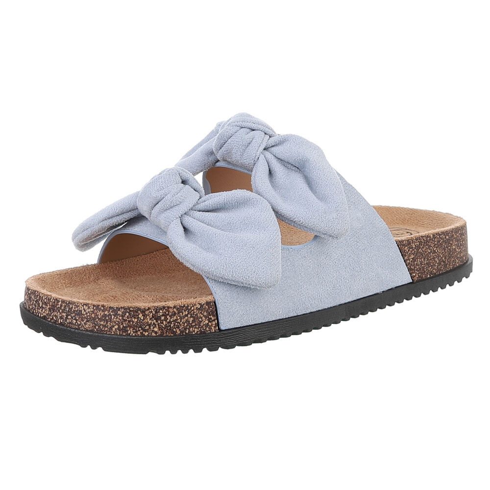 Ital-Design Bequeme Damen-Sandalen mit Bändern für den Sommer Pantolette (89368695) Flach Pantoletten in Hellblau