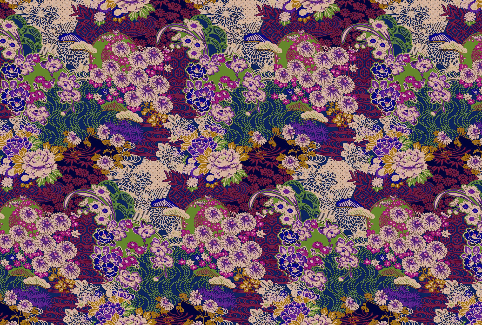 living walls Vliestapete Japanische Blüten-Tapete Exotische Mustertapete, glatt, matt, (1 St)
