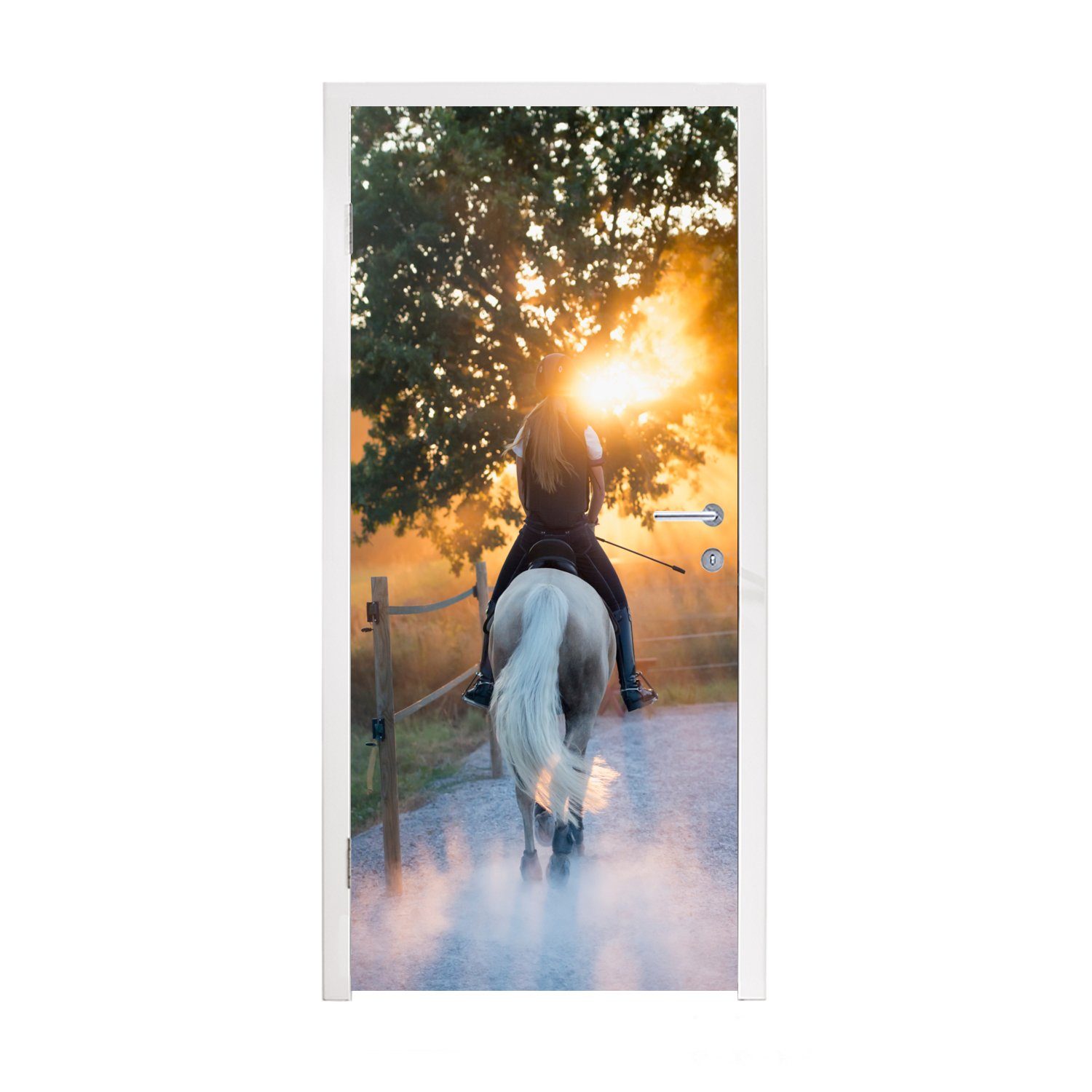 MuchoWow Türtapete Pferd - Sonne - Sand, Matt, bedruckt, (1 St), Fototapete für Tür, Türaufkleber, 75x205 cm