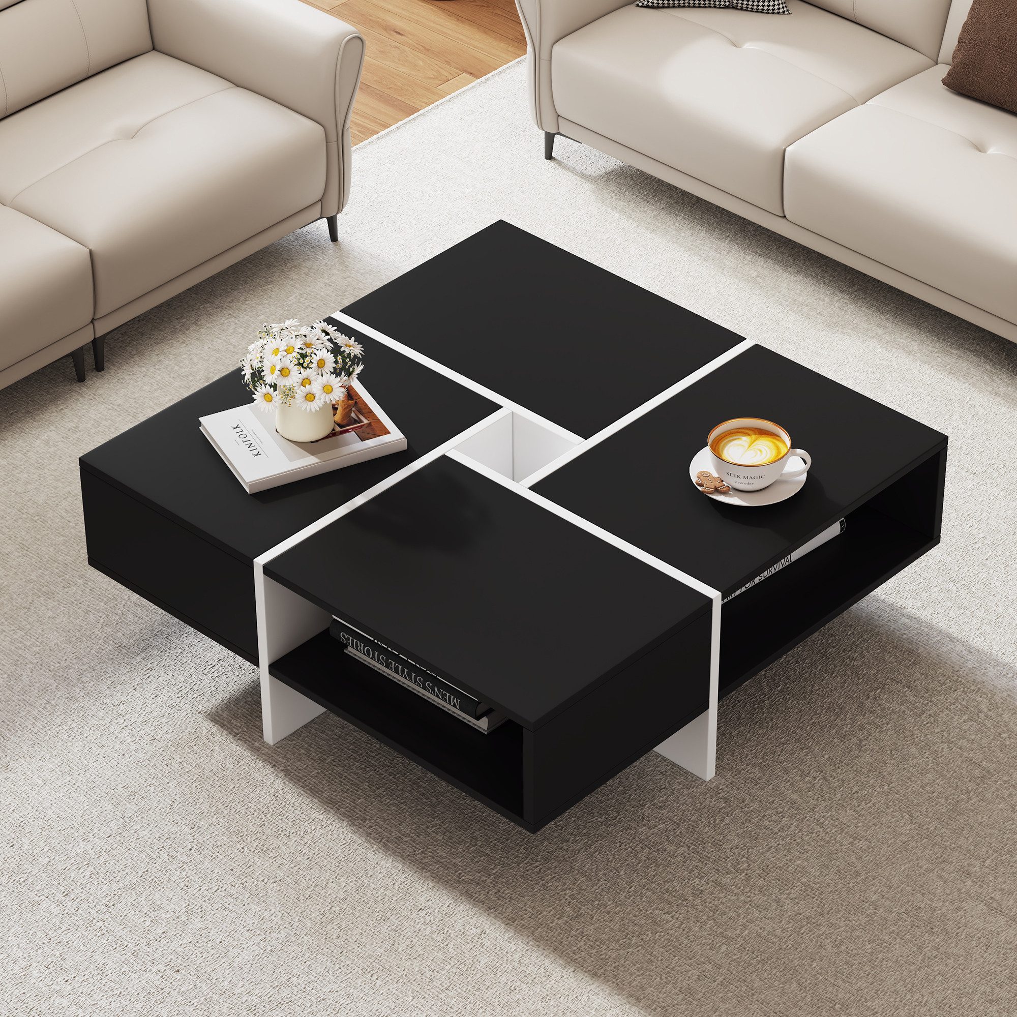 HAUSS SPOLE Couchtisch quadratisches, Schwarz-weißes Design, günstig online kaufen