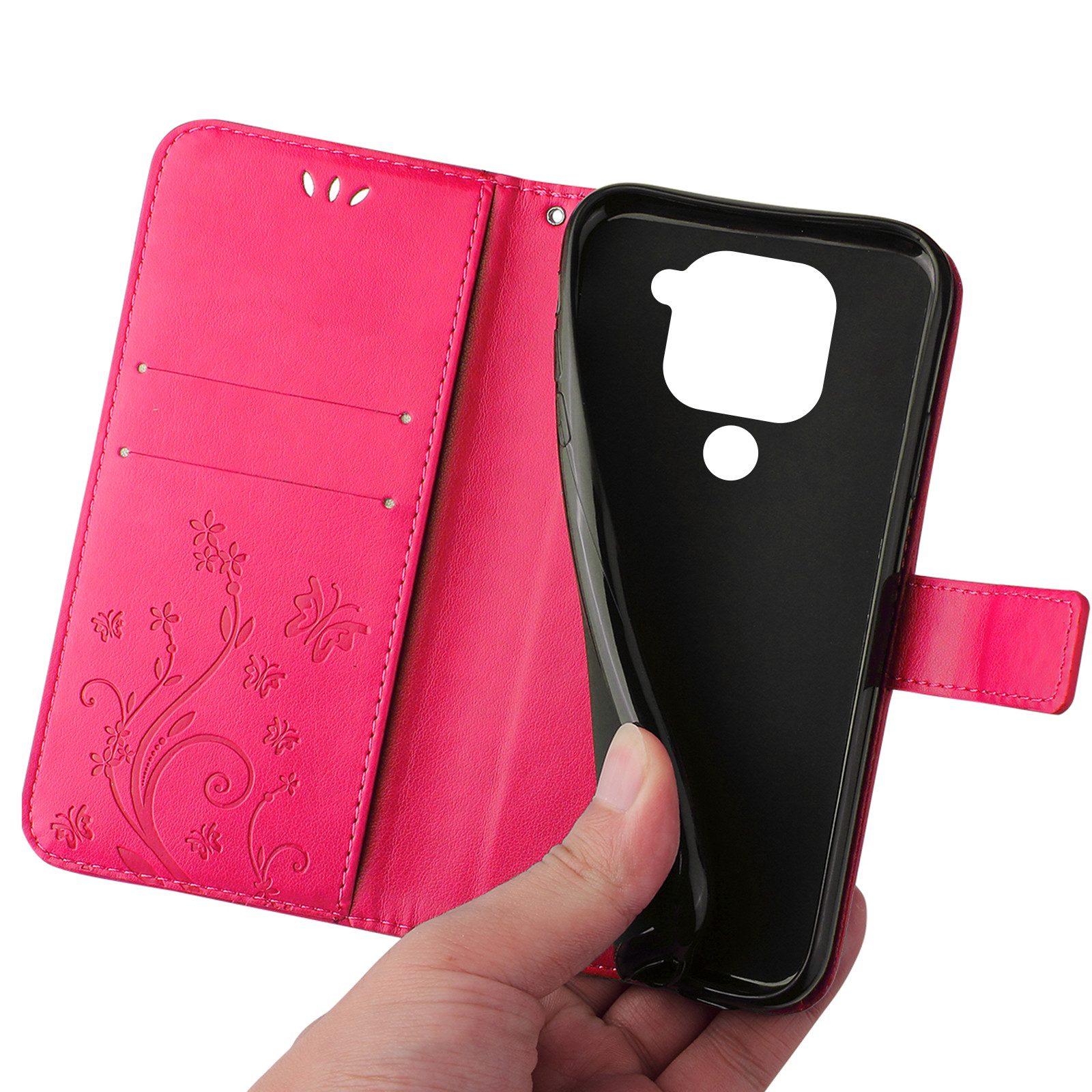 Tec-Expert Handyhülle Cover Tasche Hülle für Xiaomi Redmi Note 9 6,53 Zoll, Klapphülle Case mit Kartenfach Fliphülle aufstellbar, Motiv Blumen