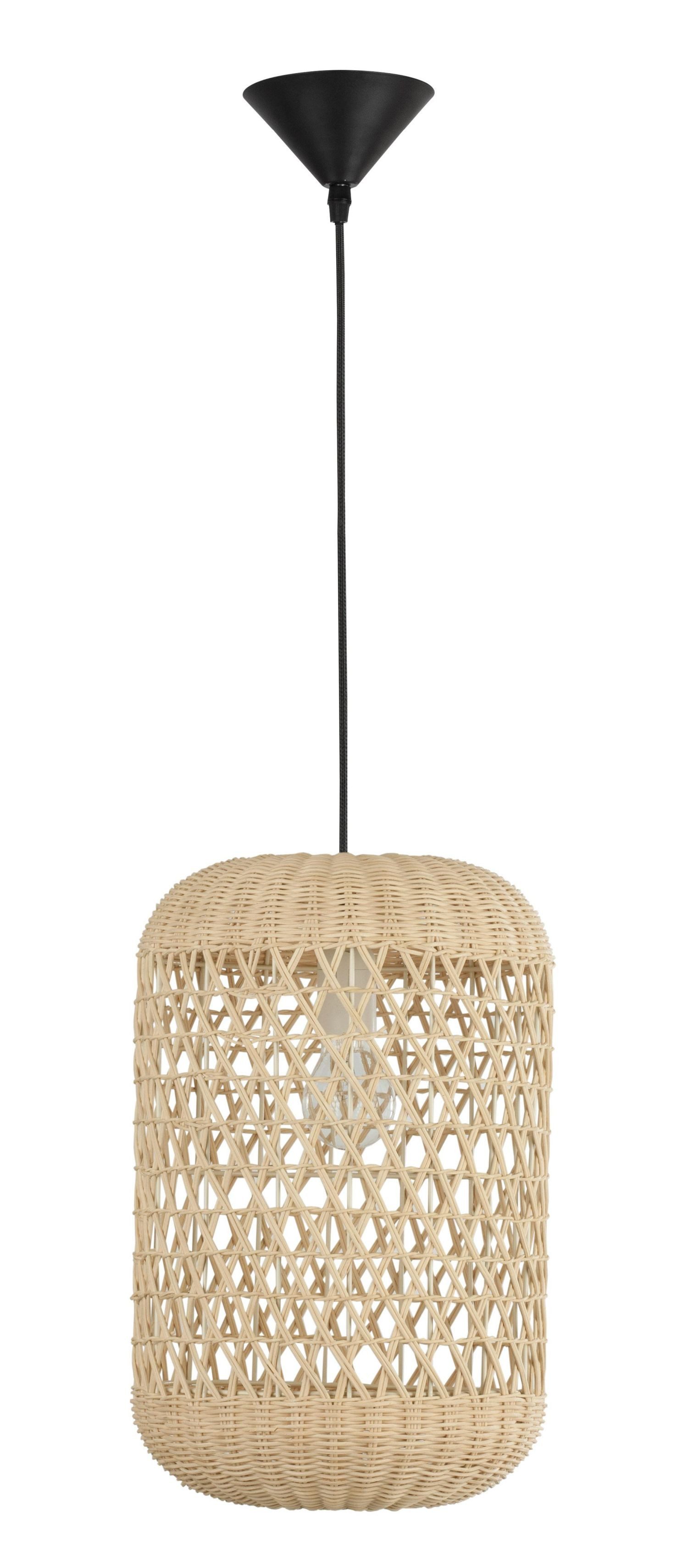 Licht-Erlebnisse Pendelleuchte EDGAR, ohne Leuchtmittel, Hängelampe E27 höhenverstellbar 24 cm breit Schwarz Beige Esstisch