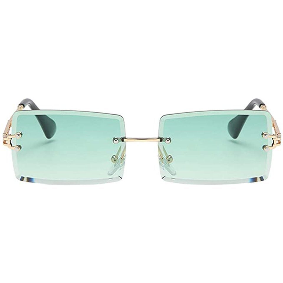 BEARSU Sonnenbrille Retro Rechteck Sonnenbrillen für Frauen&Männer,Randlose  Sonnenbrille