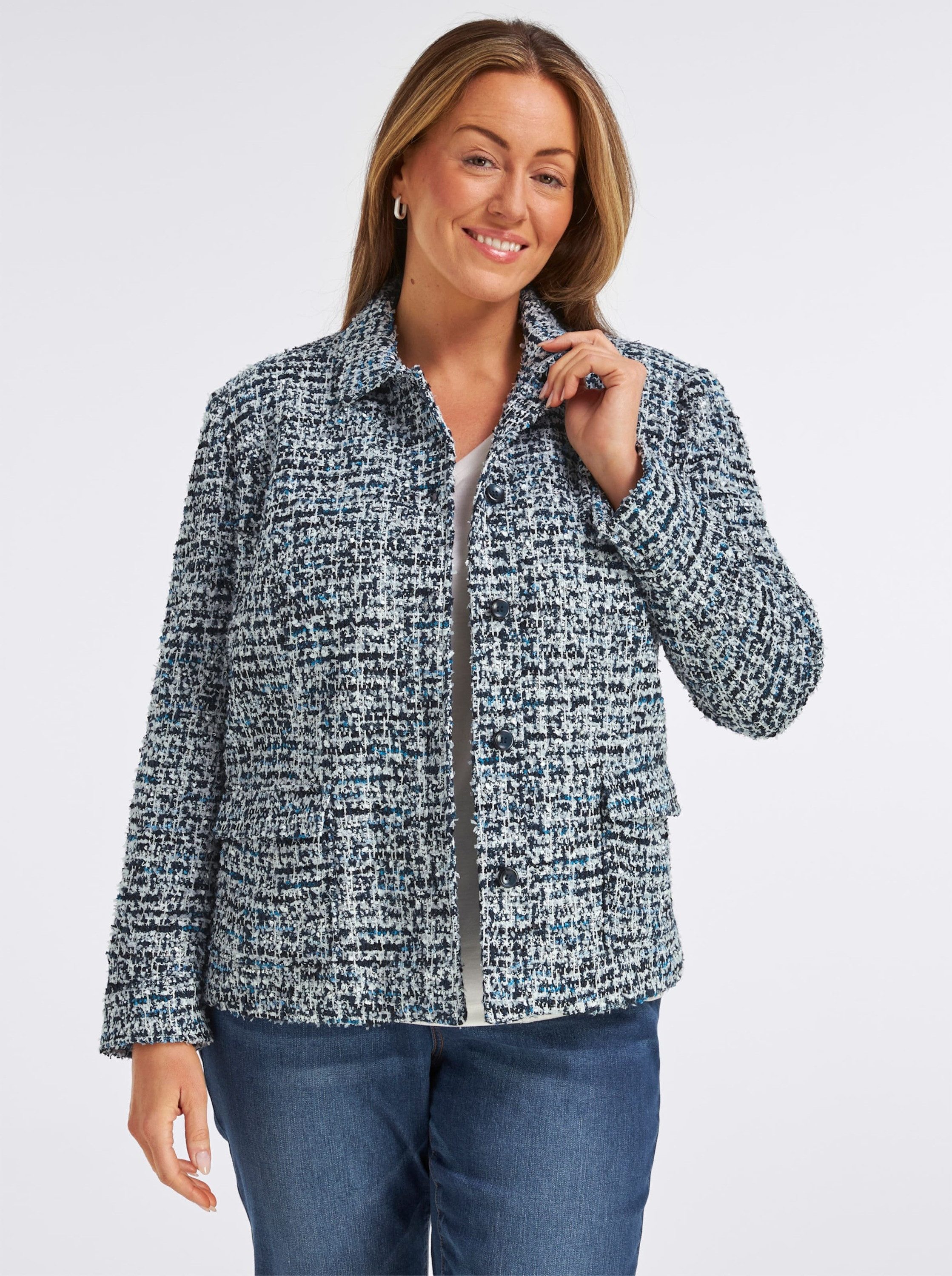creation L Blusenblazer Bouclé-Blazer Langarm