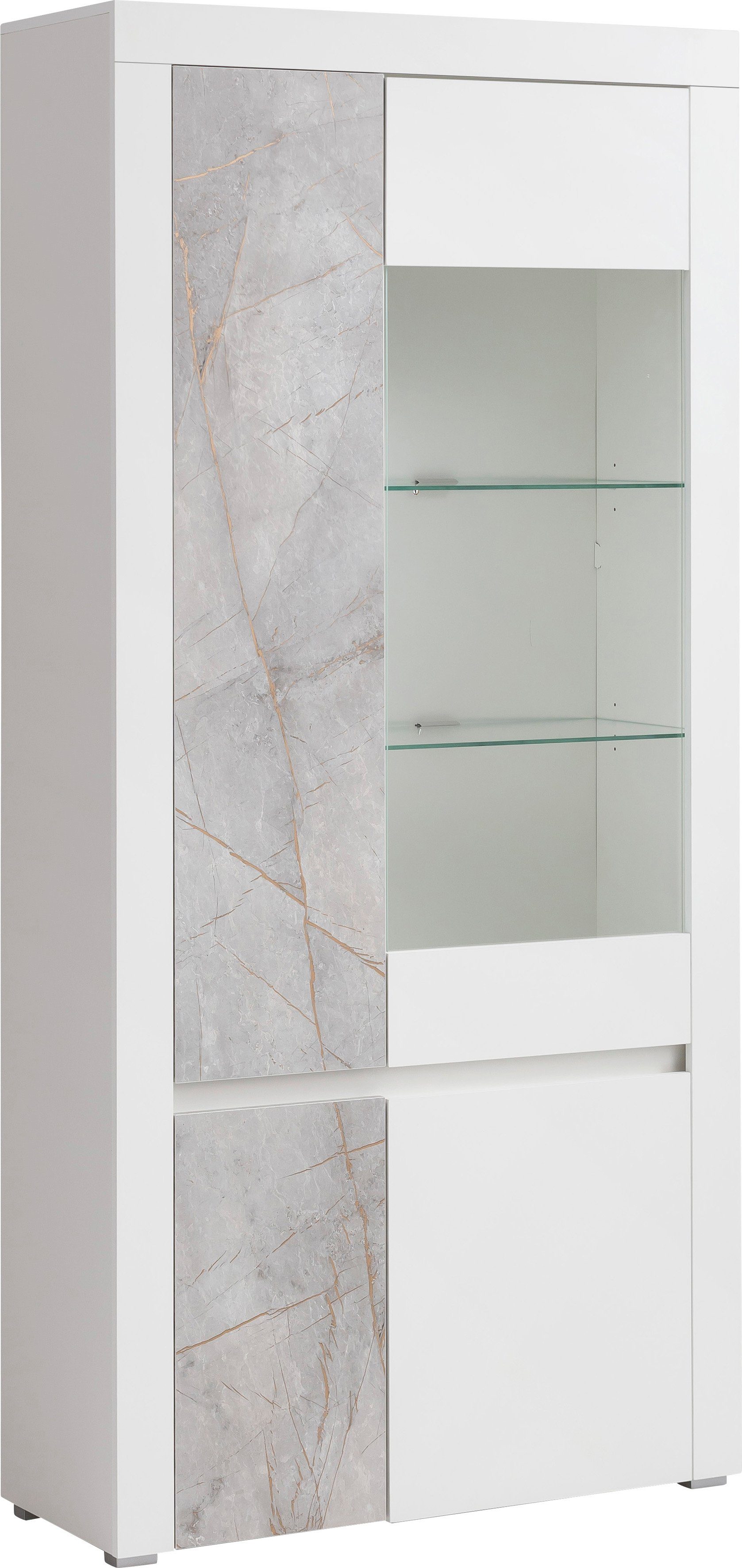 Marble Stone Home 95 affaire Marmor-Optik cm mit einem Vitrine Breite Dekor, edlen