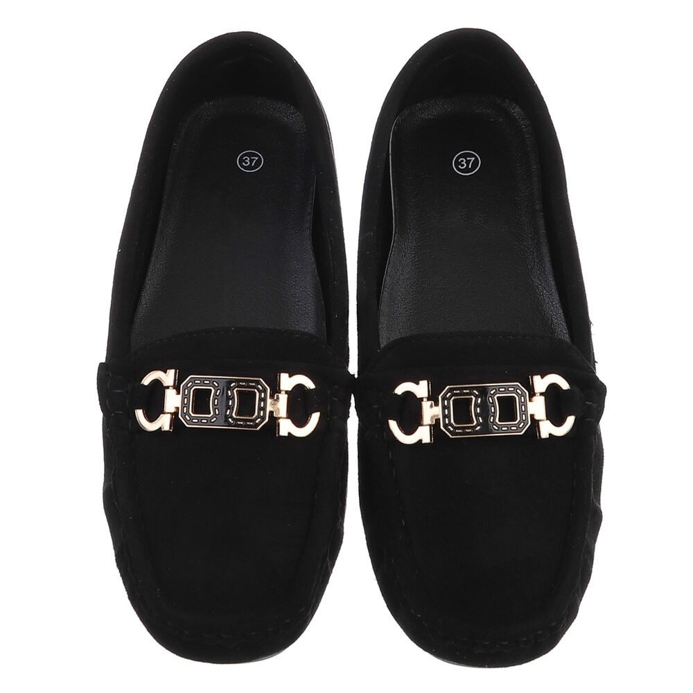 Ital-Design Eleganter Mokassin für Damen mit Verschluss-Details Slipper (91260982) Flach Mokassins in Schwarz – Bild 4 von 5