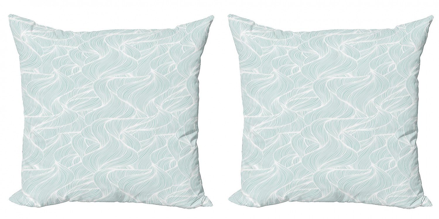 Kissenbezüge Modern weiß Ocean Digitaldruck, Abakuhaus Linien und Doppelseitiger Accent (2 Wave Stück), Blau