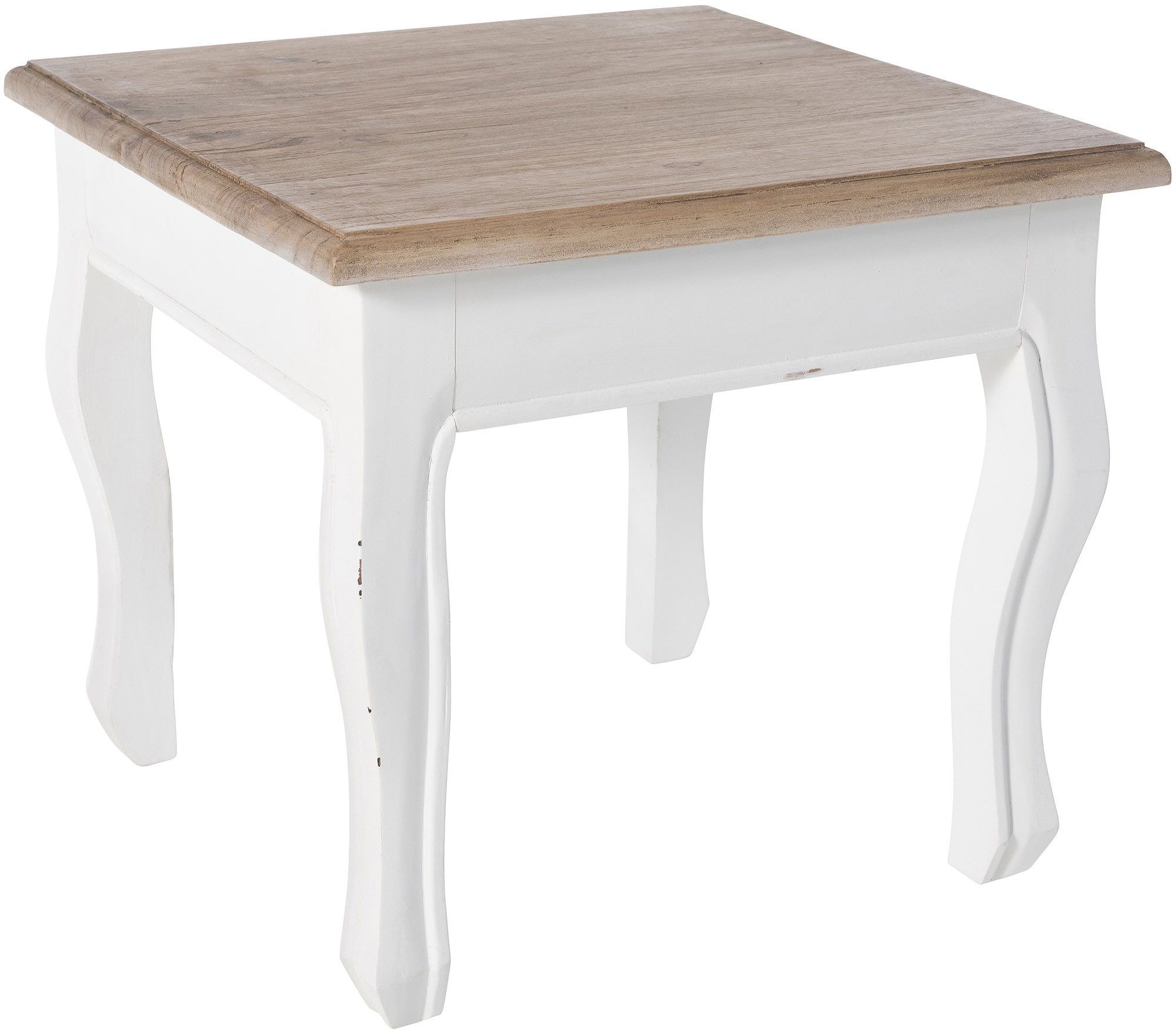 TPFLiving Beistelltisch Almada (Pflegeleicht und langlebig, Moderner Tisch mit praktischer Nutzung in stilvoller Optik), Maße (TxBxH): 50 x 50 x 45cm - Farbe: natura/weiß