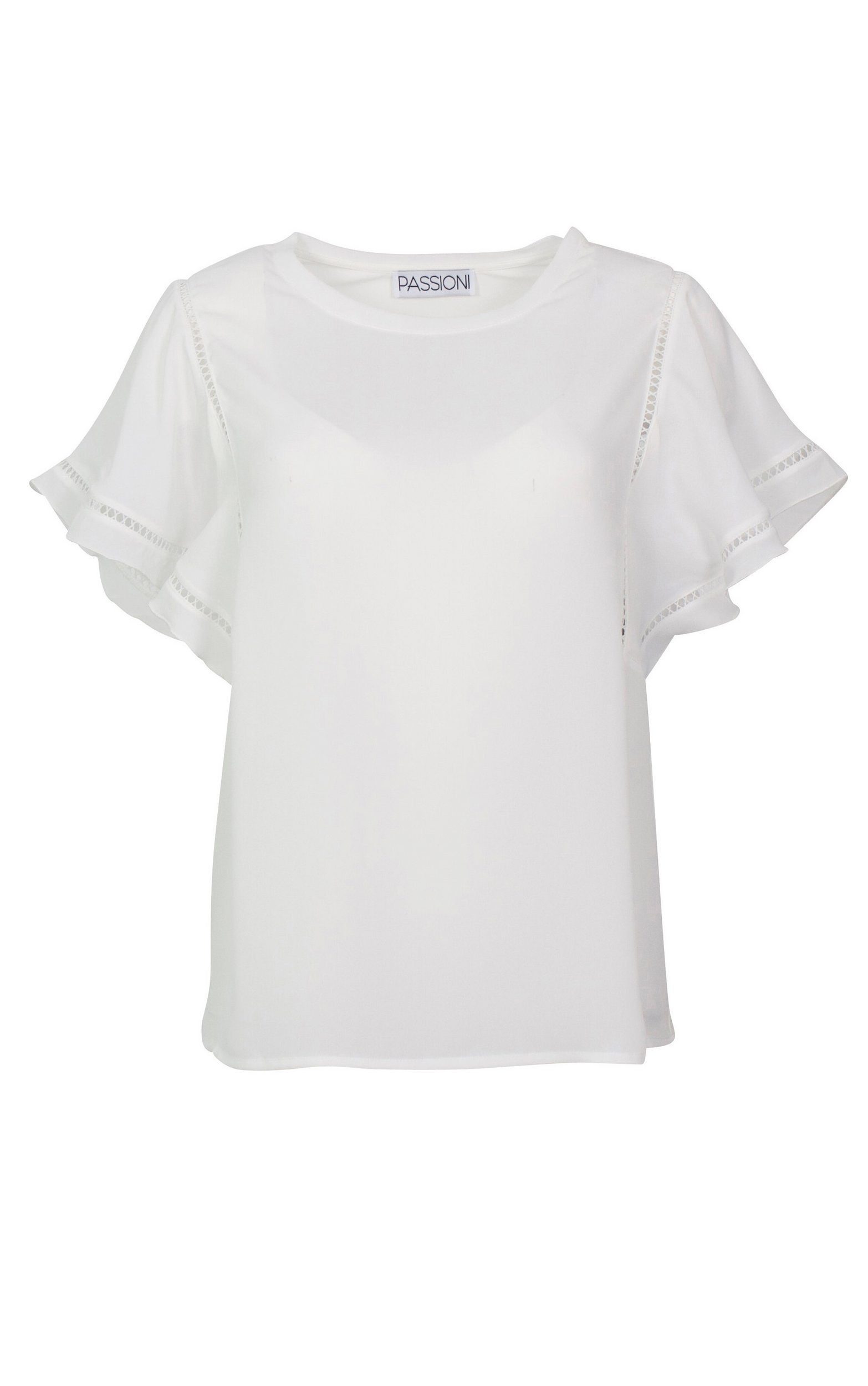 Passioni Kurzarmshirt mit Rüschenärmeln günstig online kaufen