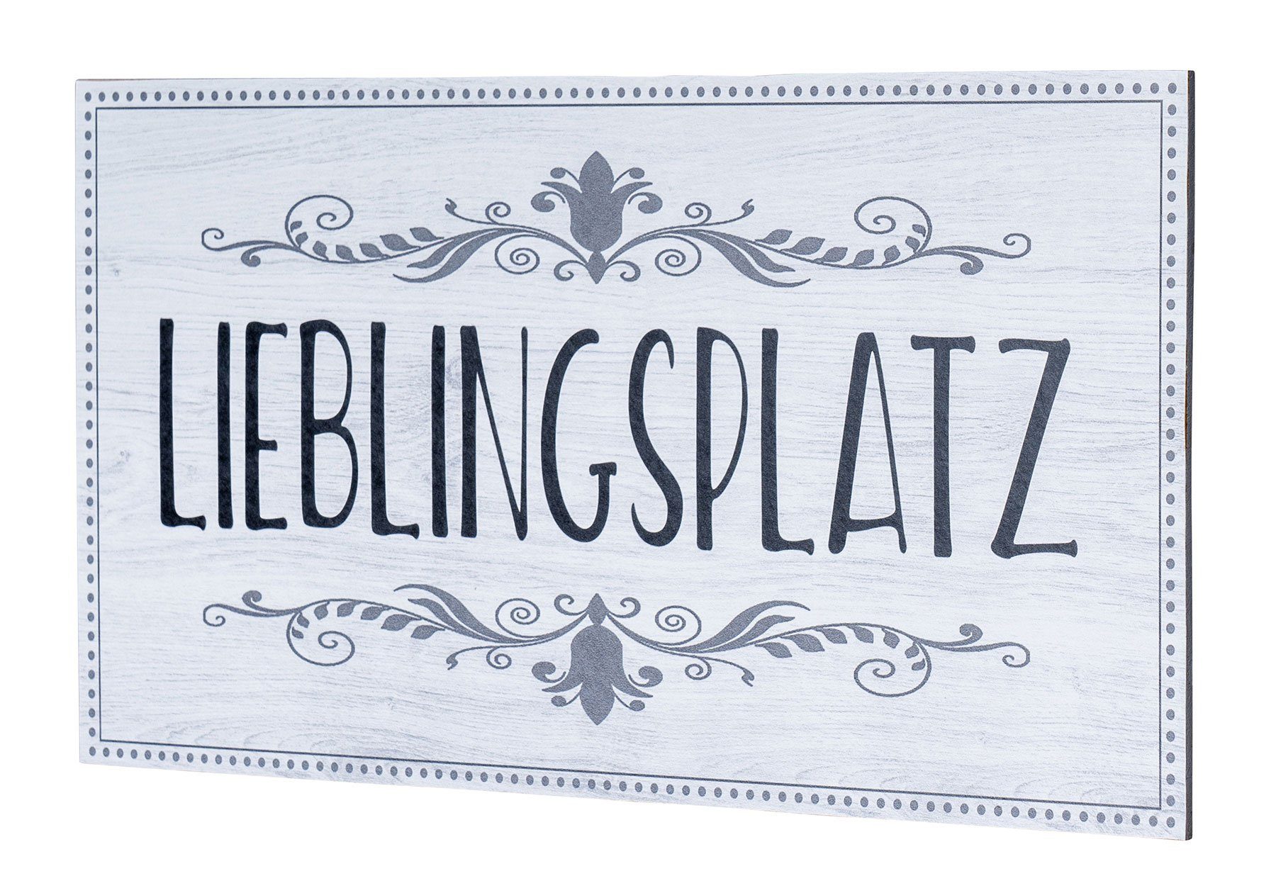 Levandeo® Wandbild, Wandbild 40x20cm Lieblingsplatz Spruch Deko Wandschild Bild Wanddeko