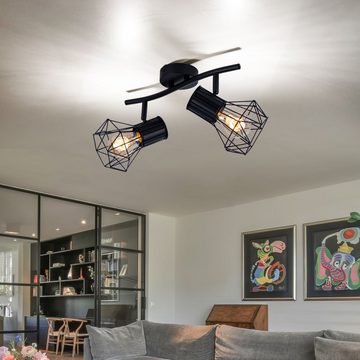 etc-shop LED Deckenleuchte, Leuchtmittel nicht inklusive, Decken Lampe Käfig Spots Ess Zimmer Leuchte Licht-Schiene verstellbar