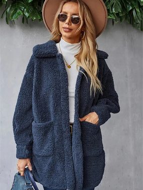 KIKI Kapuzenshirt Doppelseitige Plüsch-Cardigan-Jacke für Damen in Übergröße