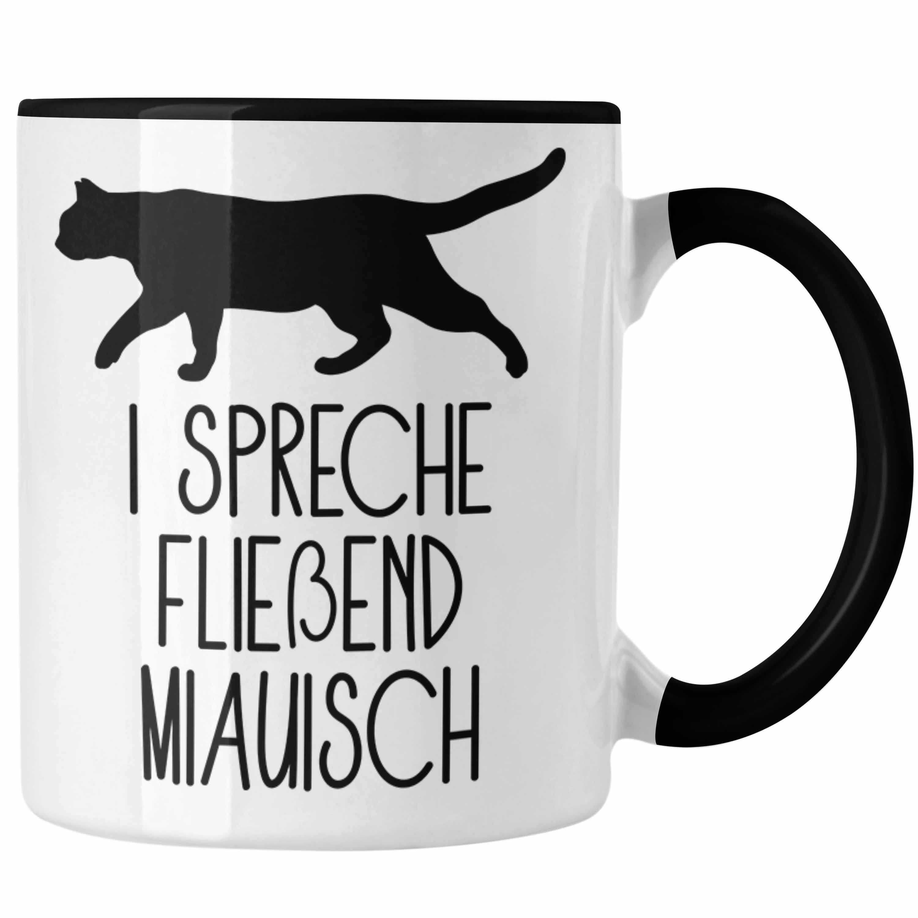 Trendation Tasse Katze Tasse Geschenk Spruch Geschenkidee für Katzen-Mama Papa Katzenli Schwarz