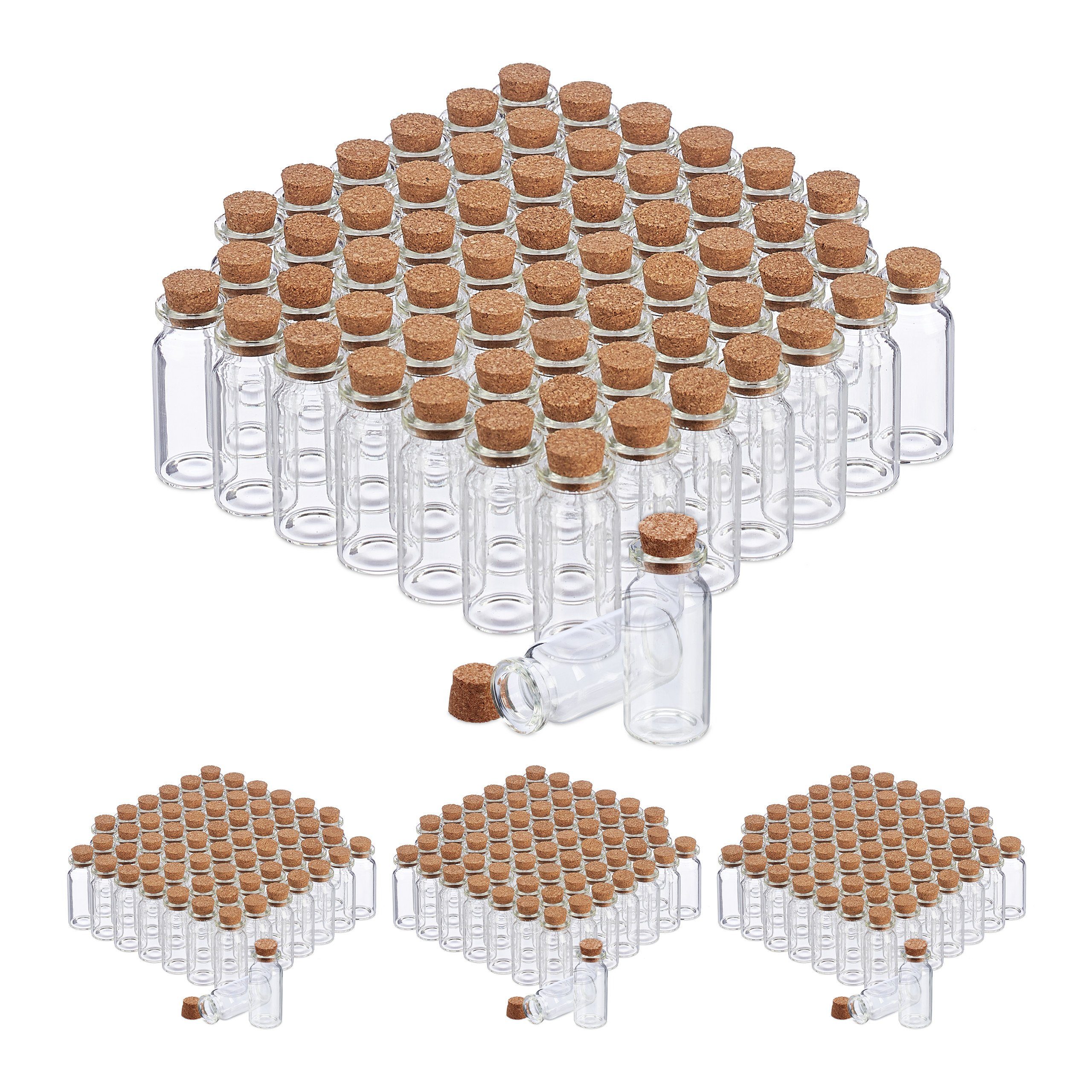 Deko-Glas 240 x Mini Glasfläschchen mit Korken