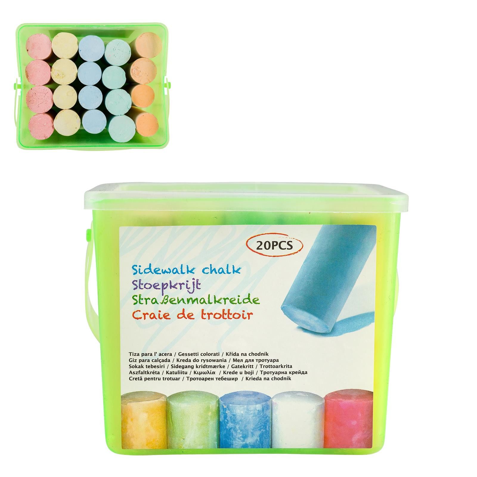 Smart-Planet Malkreide Straßenmalkreide 20Stk - bunte Kreide im Eimer für Kinder