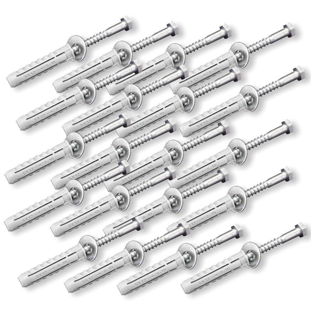 Koscom Schrauben- und Dübel-Set 5 Stück Schraubensätze mit jeweils 4 Schrauben (8x80mm), Unterlegscheiben und Dübeln