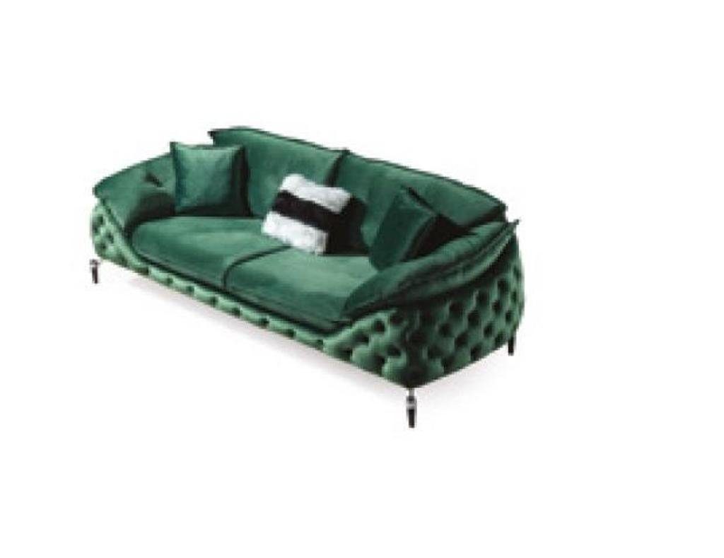 JVmoebel Sofa Designer Braune Chesterfield Couch Stoff Sofa luxus Stoff Sofas, Made in Europe Grün | Grün | Grün