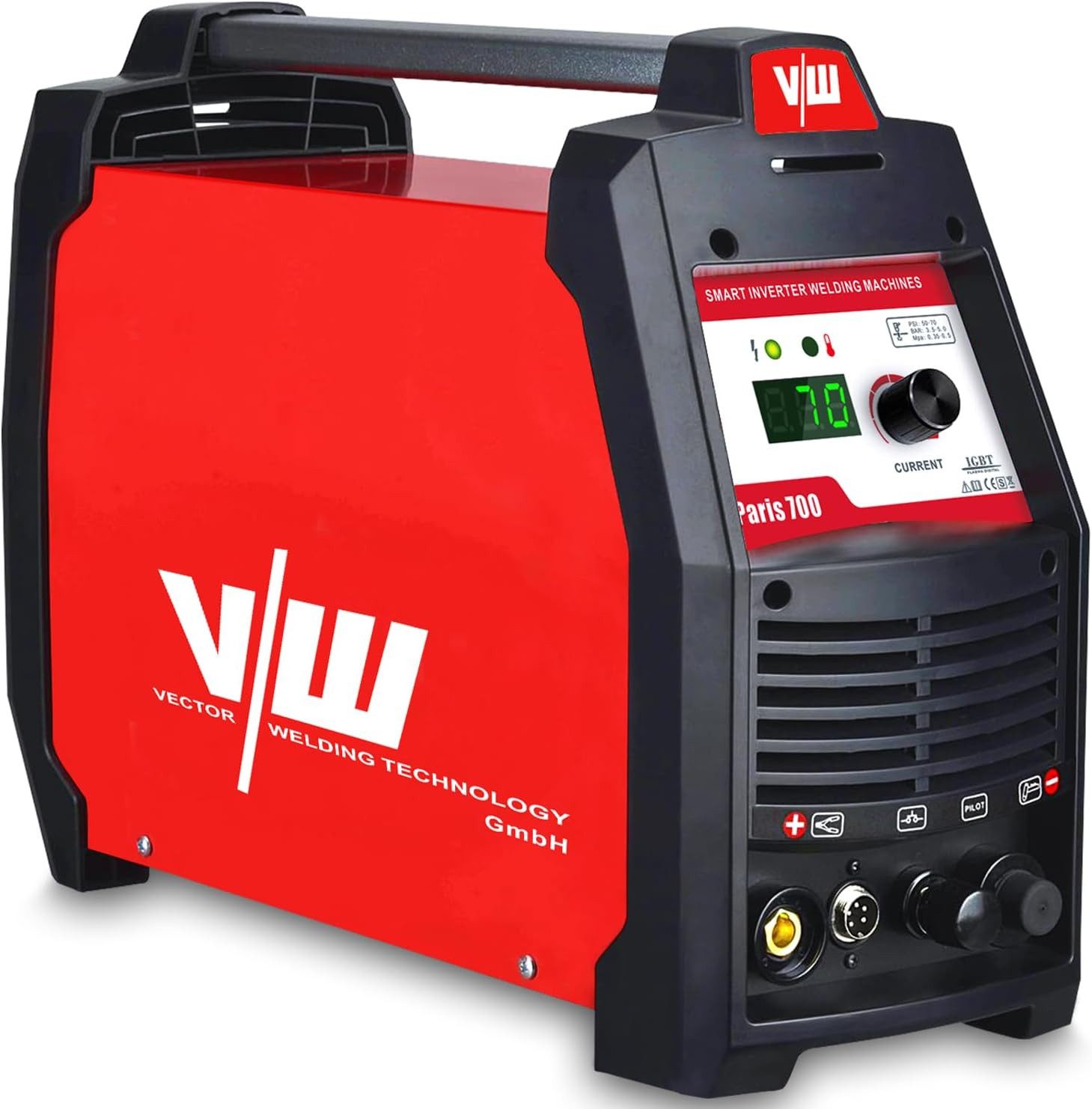VECTOR WELDING Plasmaschneidegerät 70A, IGBT, Hochfrequenzzündung (HF Pilot), Schneiden 24MM, Paris 700