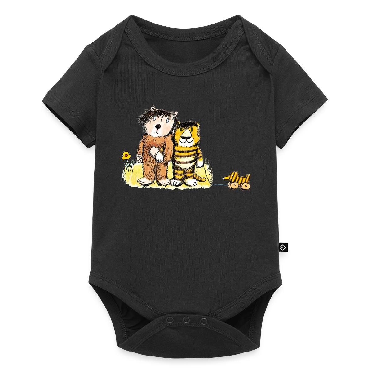 Spreadshirt Kurzarmbody Janosch Tiger, Bär und Tigerente auf Wiese Kurzarm Tages Baby Body (1-tlg)