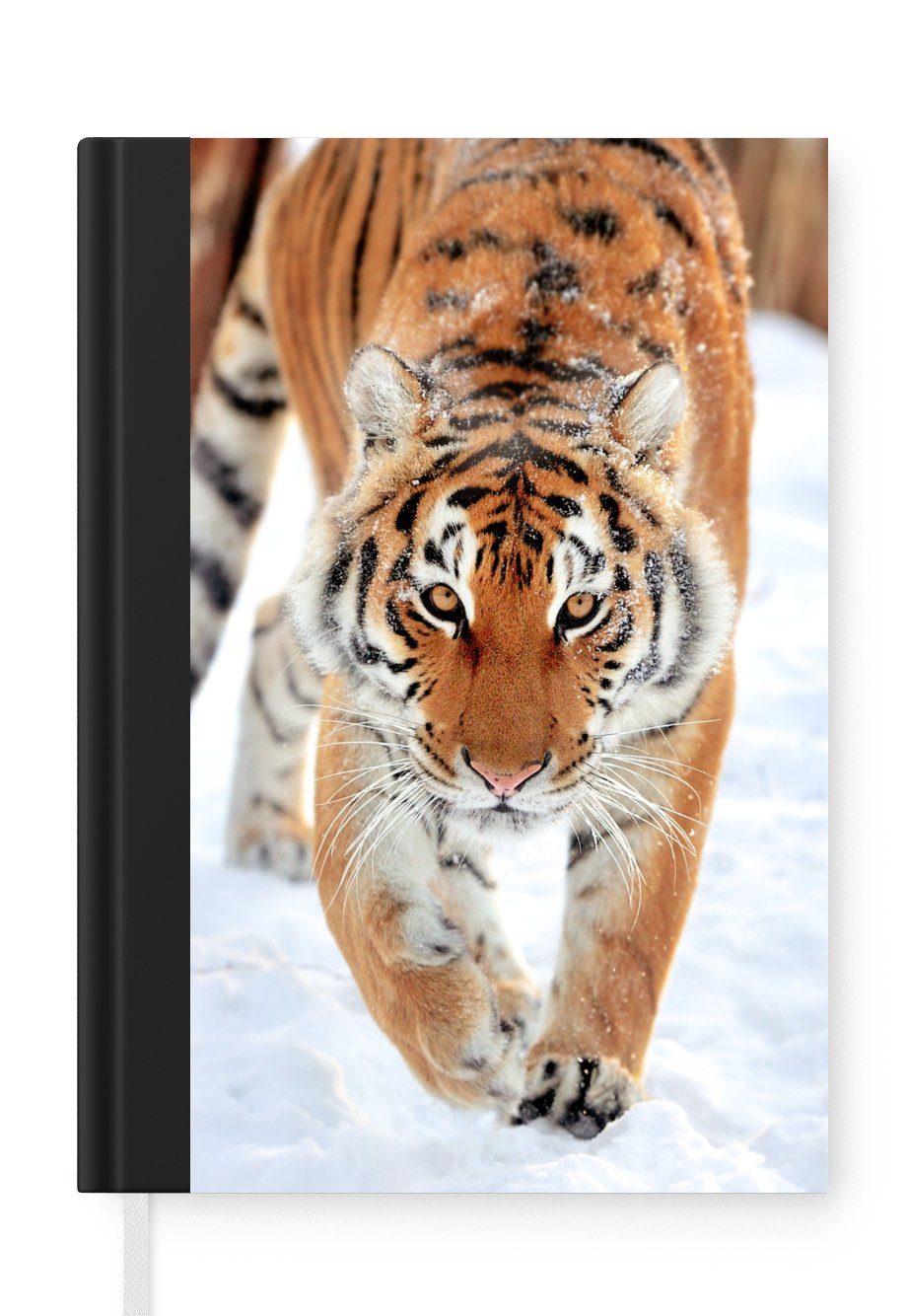 MuchoWow Notizbuch Tiger - Jagd - Schnee, Journal, Merkzettel, Tagebuch, Notizheft, A5, 98 Seiten, Haushaltsbuch