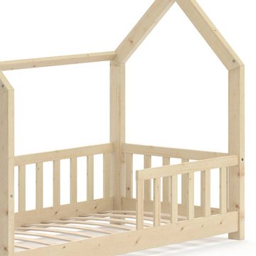VitaliSpa® Hausbett Kinderbett Spielbett Wiki 80x160cm Natur