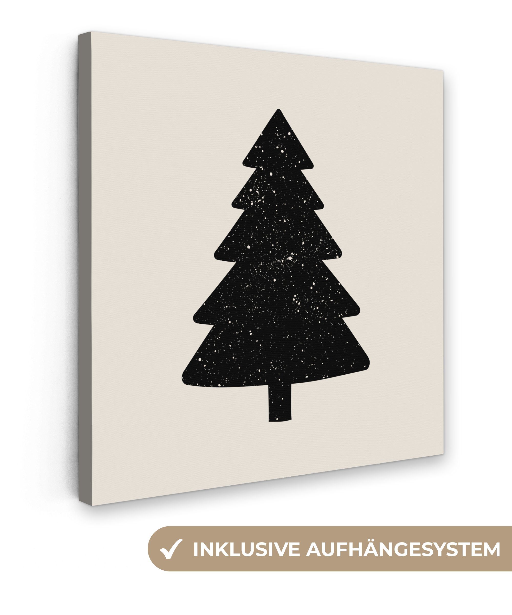 OneMillionCanvasses® Leinwandbild Weihnachtsbaum - Schwarz - Urlaub - Beige günstig online kaufen
