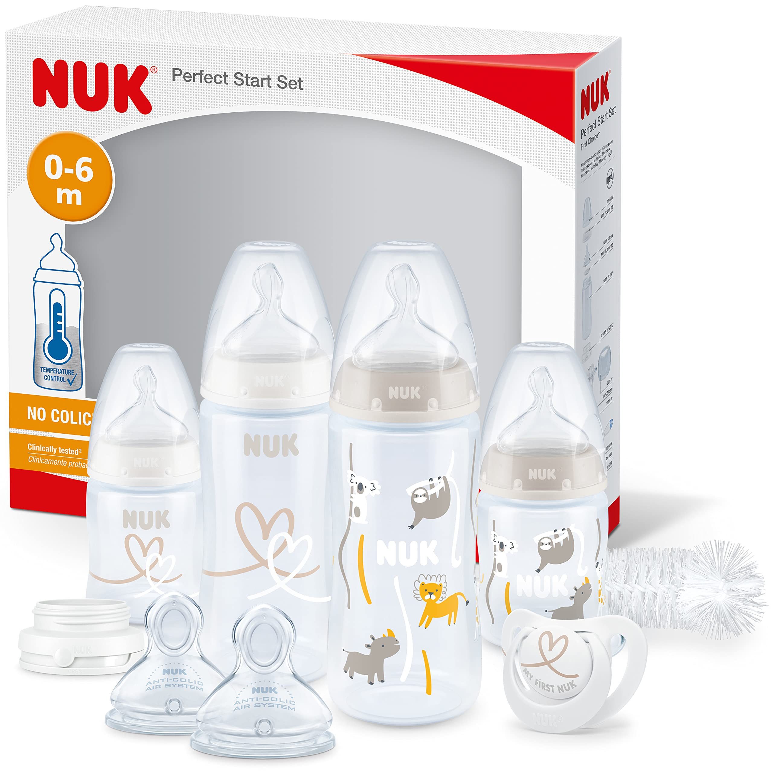 NUK Babyflasche NUK First Choice+, 4 Flaschen, Anti-Kolik, Temperaturkontrolle, 0-6 Monate