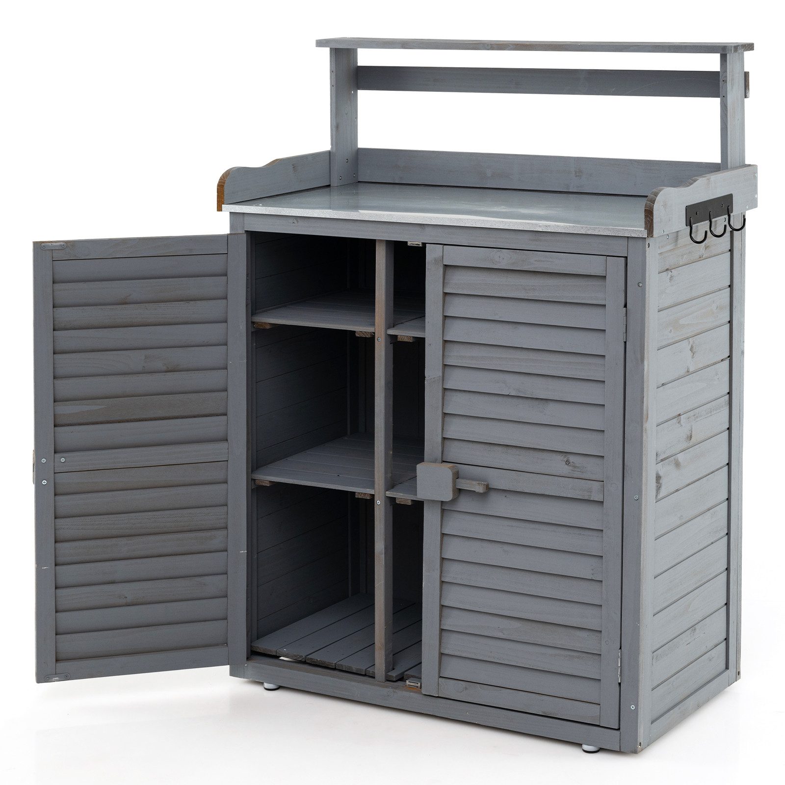 COSTWAY Pflanztisch, mit Unterschrank & abnehmbaren Regalen, 87 x 45 x 120cm