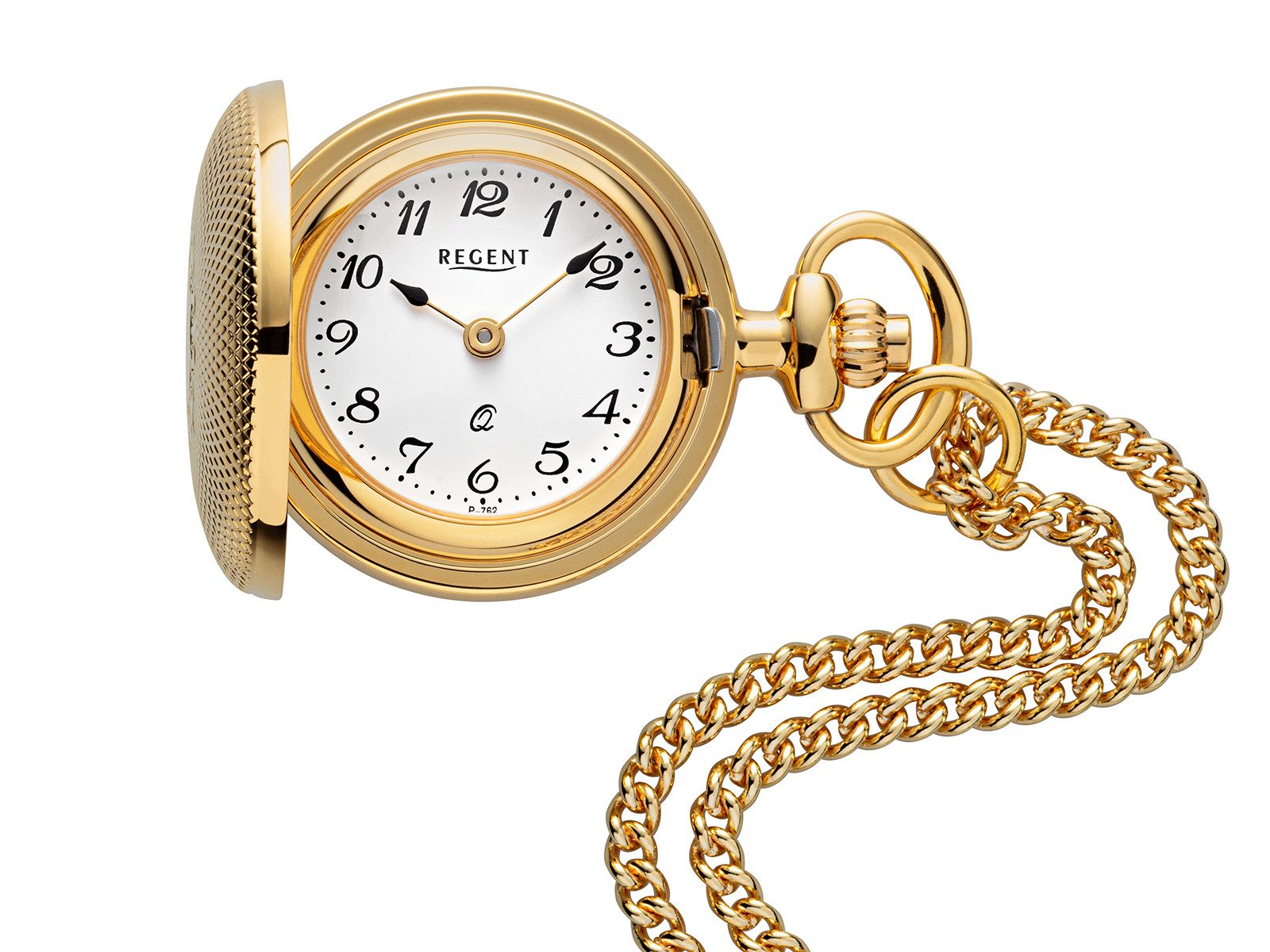 Regent Kettenuhr Umhängeuhr mit Deckel, Set, 2-tlg., mit passender Panzerkette 70cm, 2teilig mit 70 cm langer Panzerkette