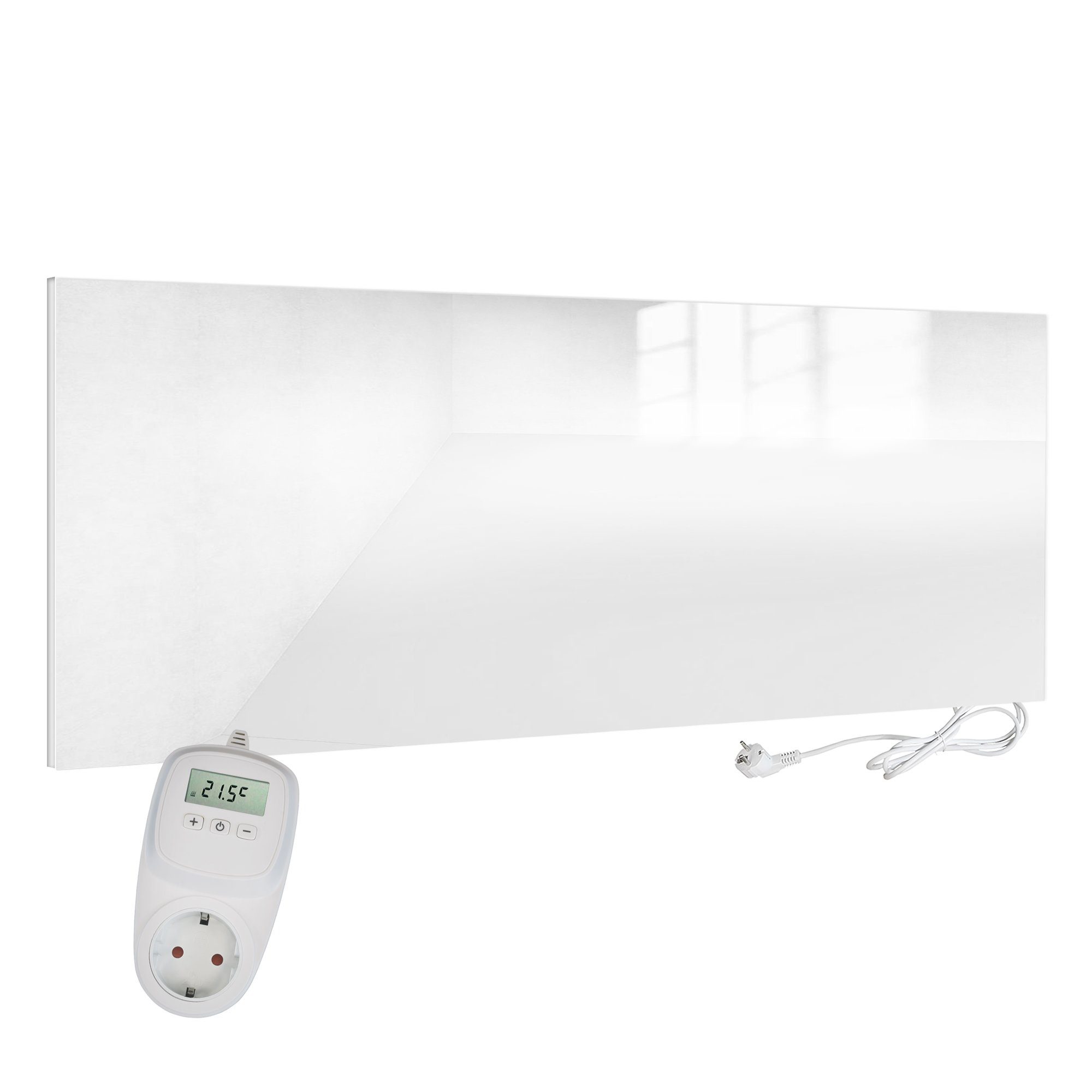 VIESTA Ein-Ausschalter TH10, 700 Thermostat mit + H700-GW TH10 weiß, Glas weiß Paneelheizkörper VIESTA Watt, H700-GW + Infrarotheizung VIESTA
