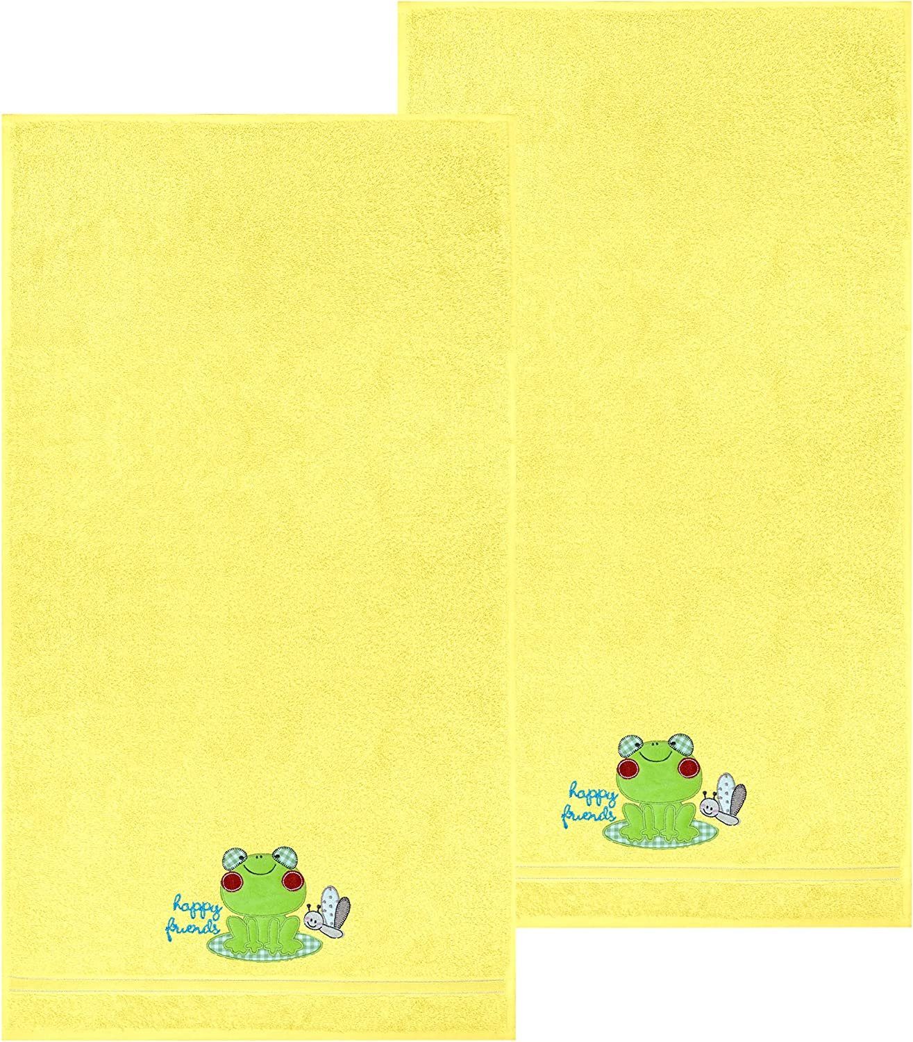 Lashuma Neugeborenen-Geschenkset u. Jungen Mädchen Baby Handtücher (Set, cm 50x90 2-tlg) Frosch gelb