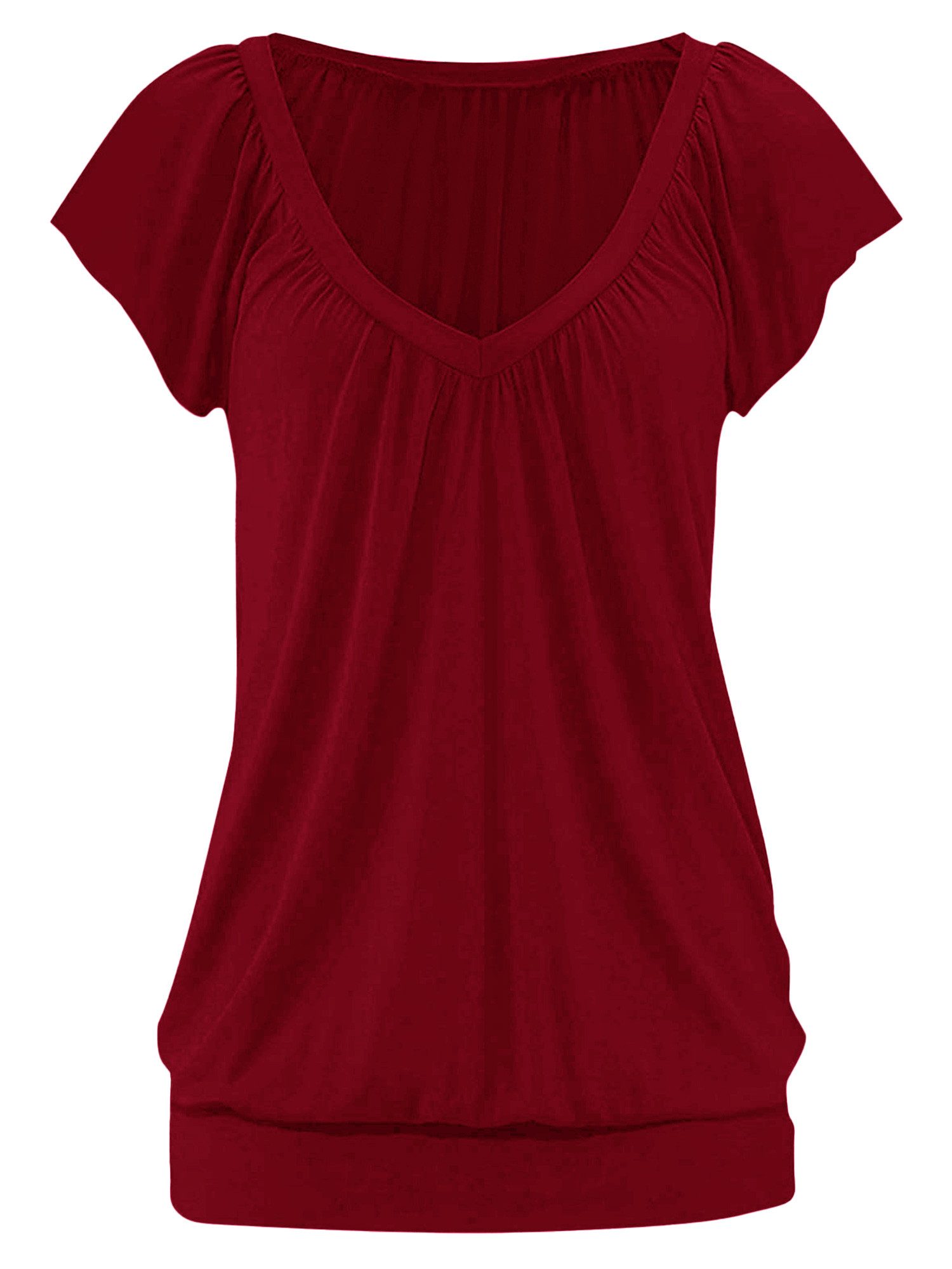 Imily Bela T-Shirt Damen Lässige Basic Tops mit Bündchen am Saum (Packung, 1-tlg., 1per-Pack) einfarbig