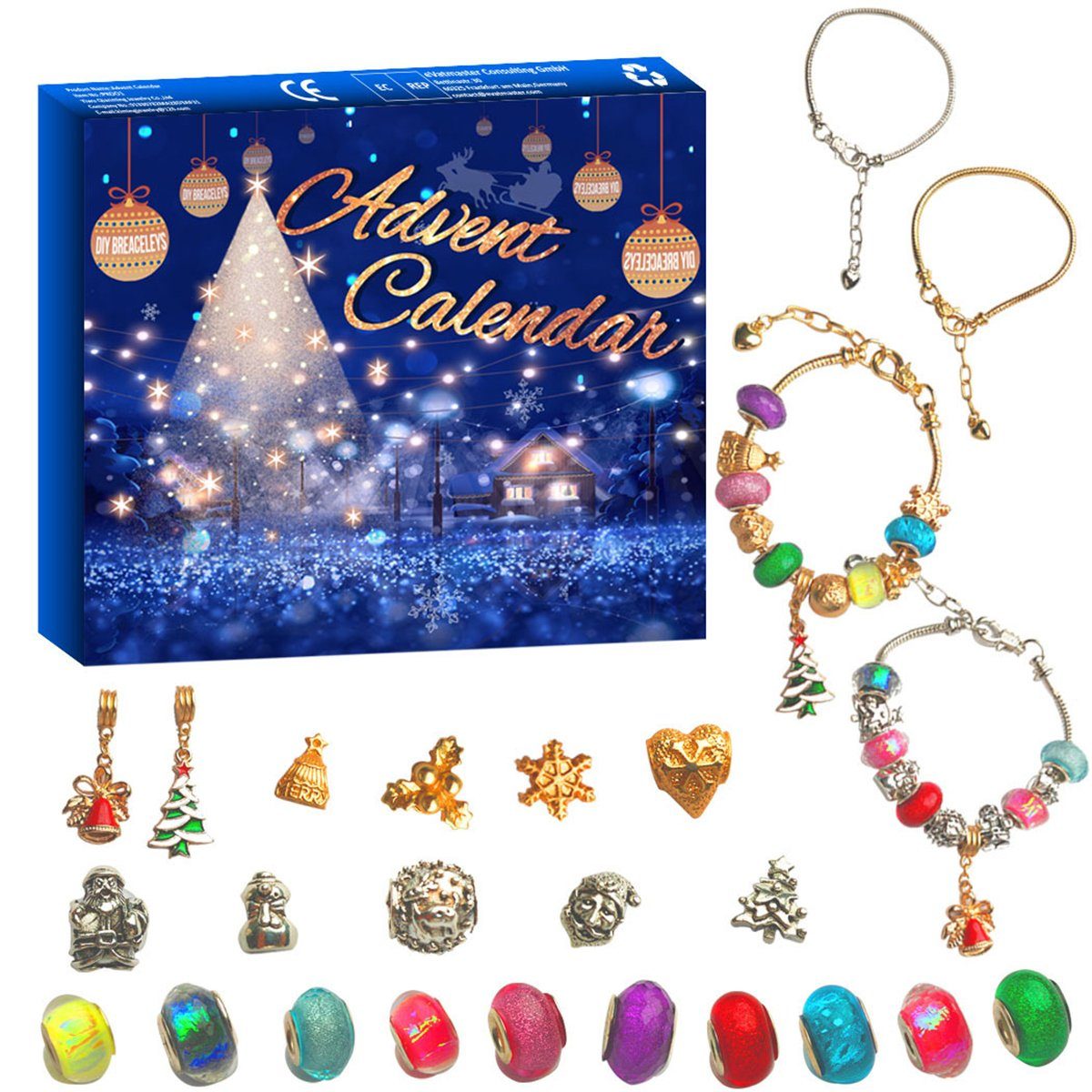 Sterne Die Weihnachts-Kinderarmband 24-Kalender-Countdown-Set (1-tlg) Adventskalender mit