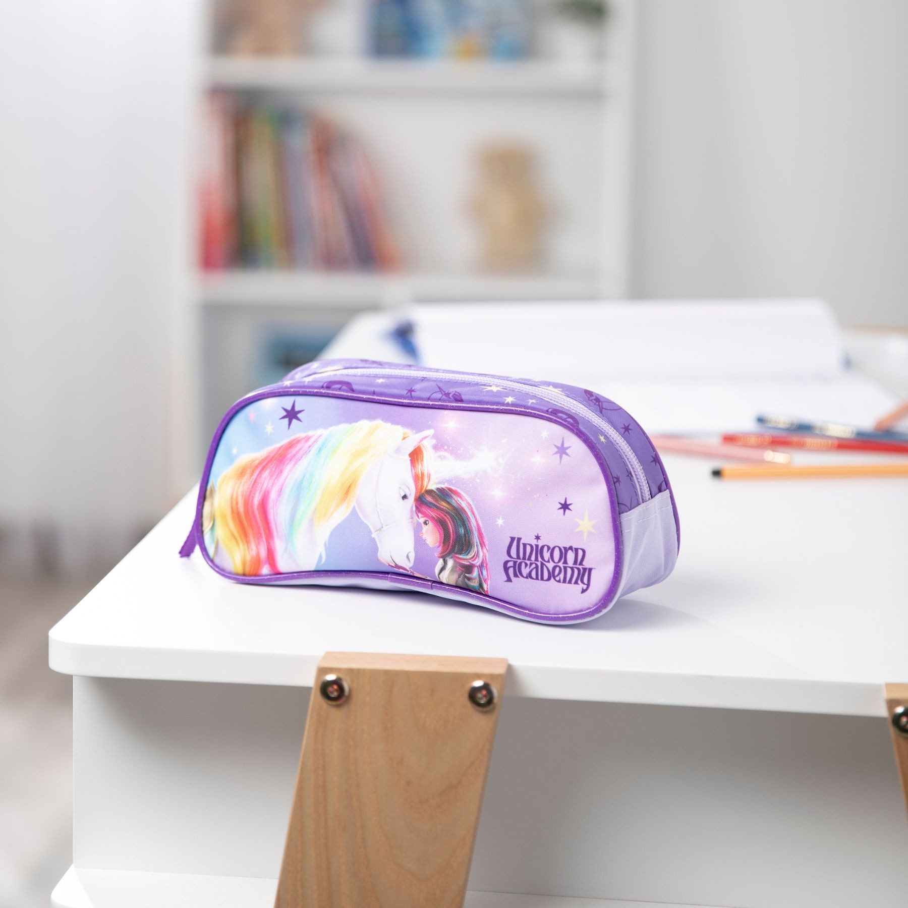 Unicorn Academy Federmäppchen - Kinder Schulmäppchen Etui Stifte Tasche Lila, (1-tlg)