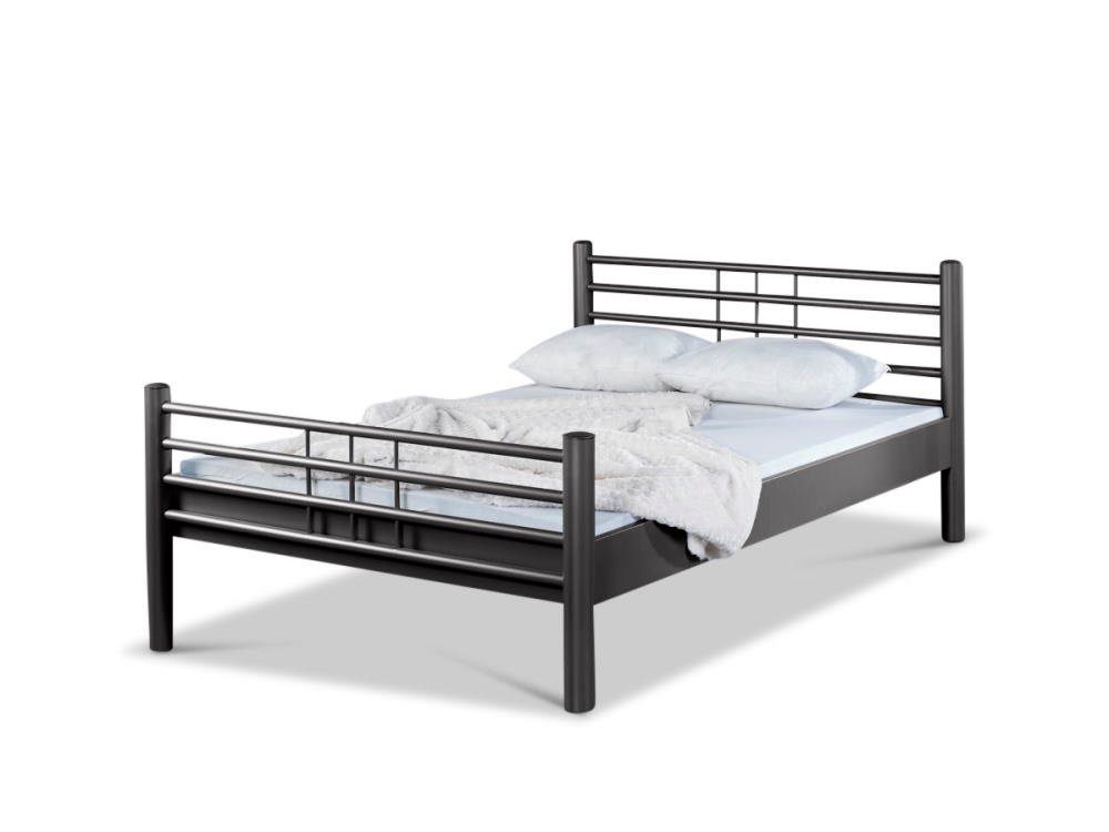 BedBox stabil Lea, dunkelgrau Metall langlebig, klassisches Metallbett und pulverbeschichtetes traumhaft Bett,