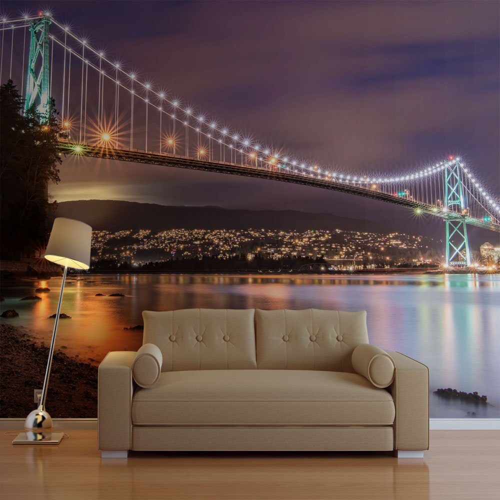 Vancouver Bridge Design m, Gate halb-matt, Vliestapete Tapete - Lions 2.5x1.93 (Canada) KUNSTLOFT lichtbeständige