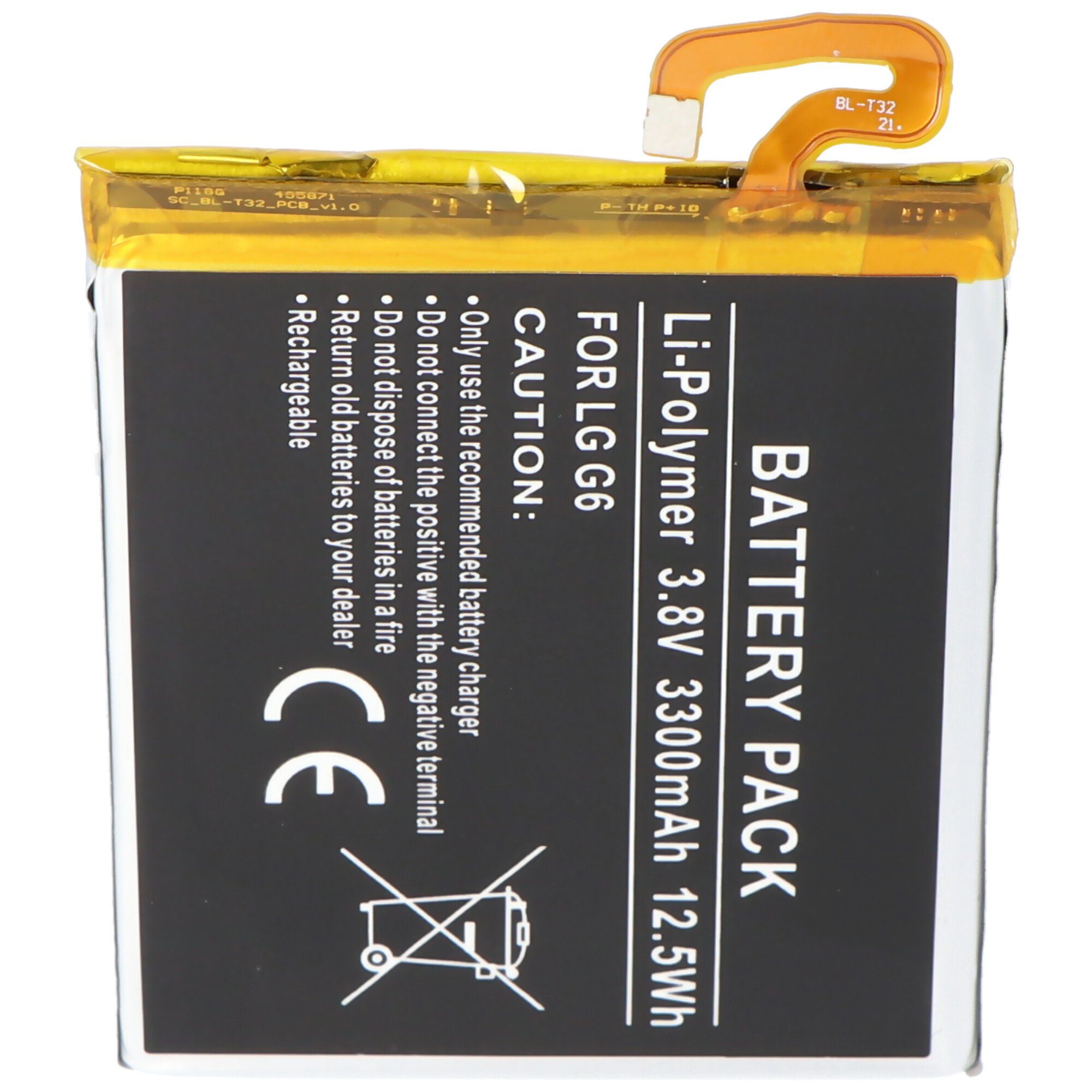 V) für G6, 3000 (3,8 passend Akku 3300mAh, Li-Polymer, built-in, Akku 3,8V, mAh LG AccuCell 12,5Wh,