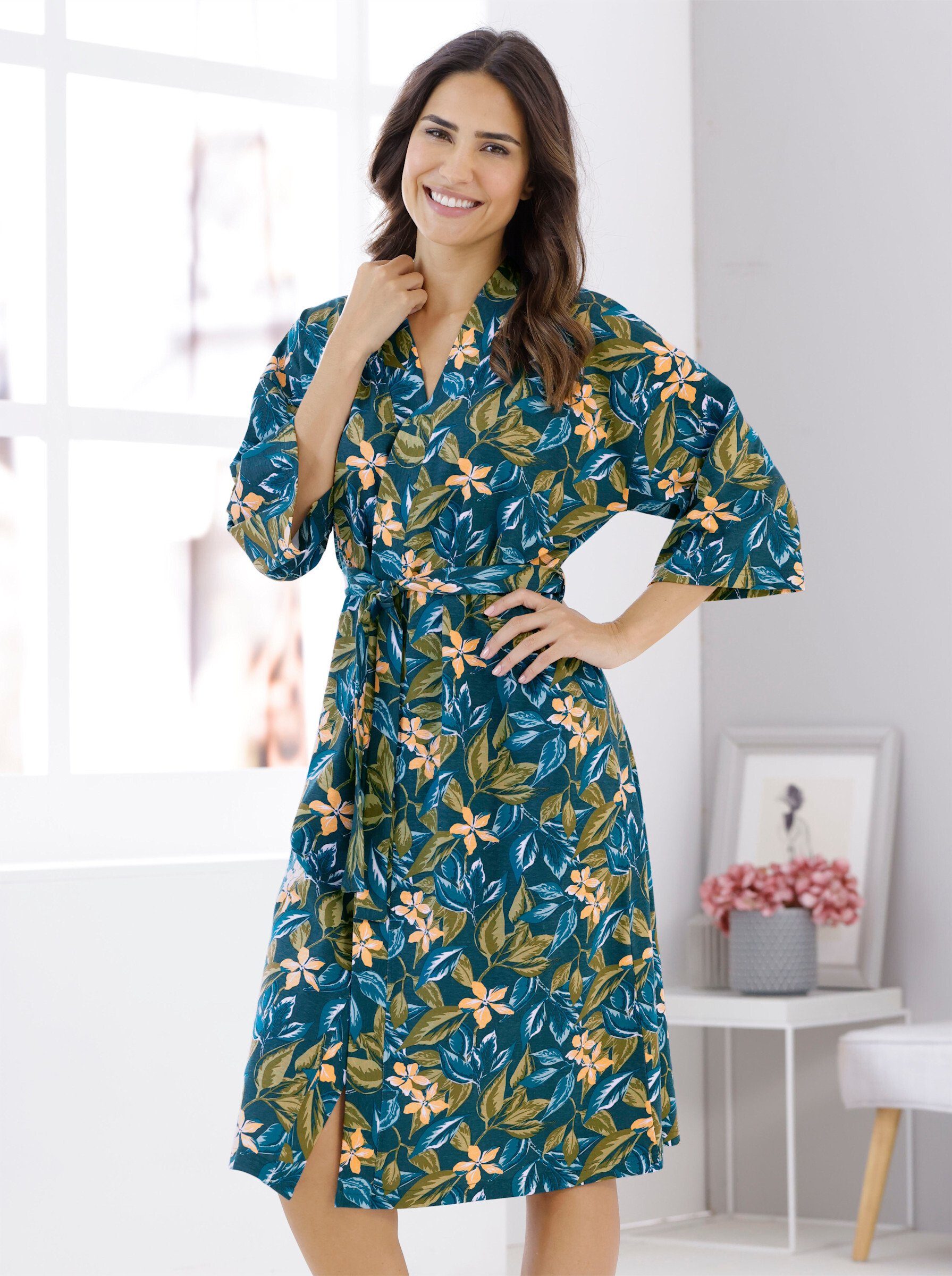 Sieh an! Morgenmantel Morgenmantel ., Baumwolle, Bindeband, Single-Jersey