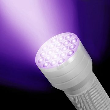 HAC24 LED Taschenlampe UV Handlampe Haustiere Flecken Urin Detektor Lampe Geldscheinprüfer (1-St), Aluminium 21 LEDs Schwarzlicht