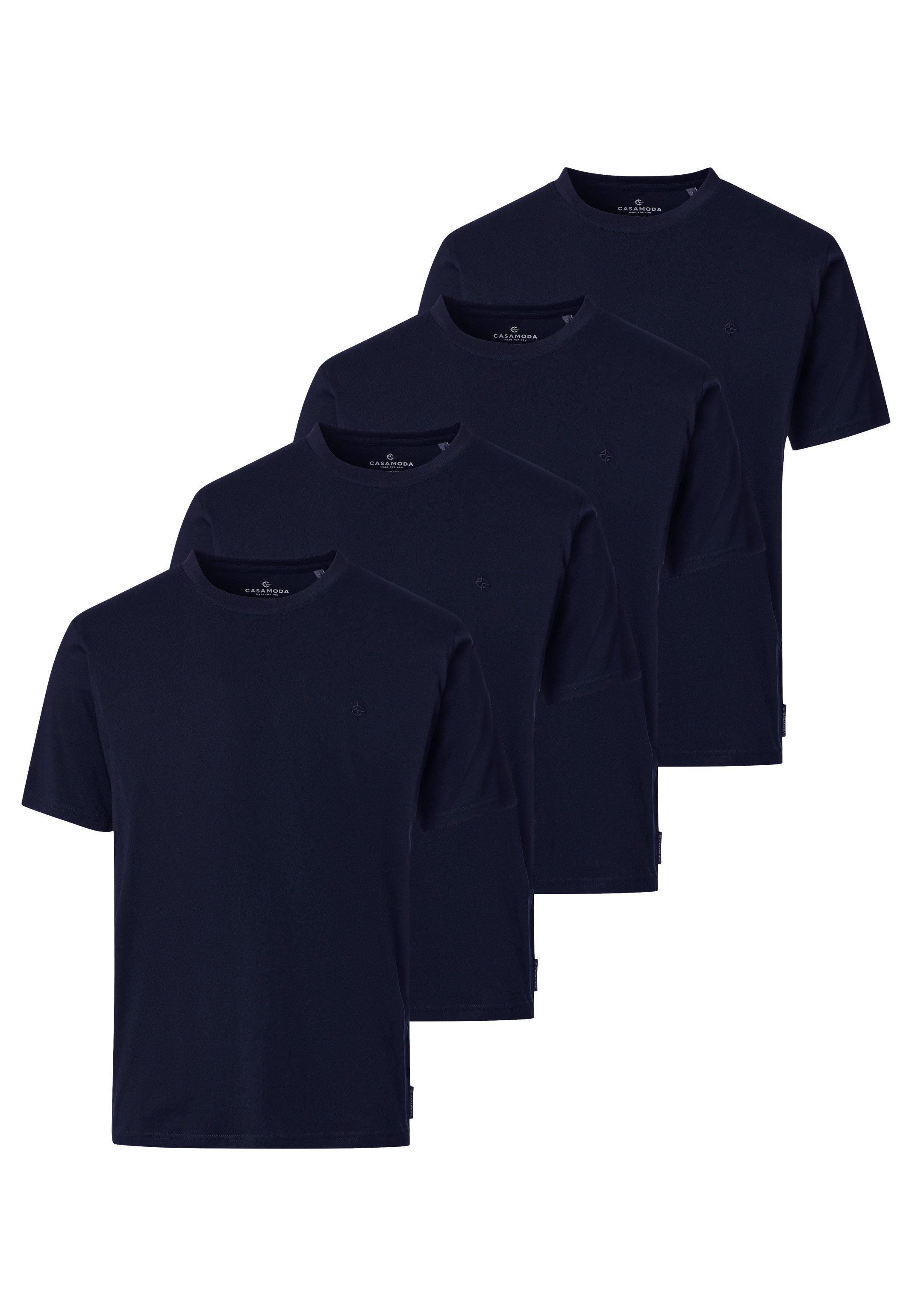 CASAMODA T-Shirt 4er Pack Basic (Spar-Set, 4-tlg) T-Shirt - Baumwolle - Atmungsaktiv - Reine Baumwollqualität