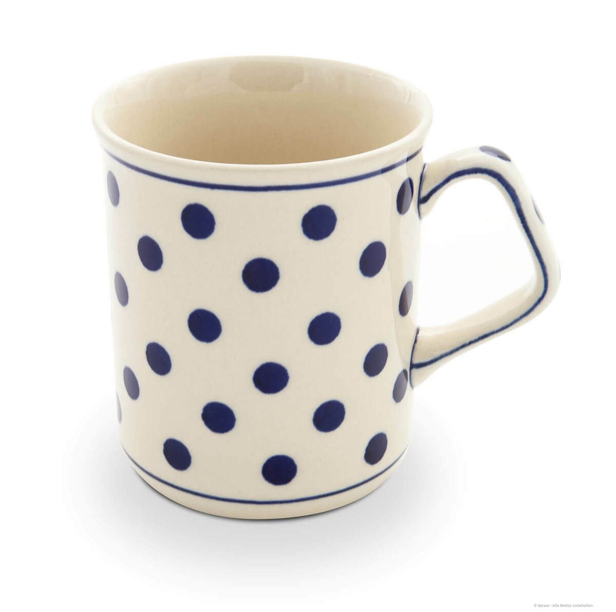 Bunzlauer Keramik Becher Bunzlauer Keramik Kaffeebecher 250ml eckiger Henkel Ø8cm Dekor 37, Keramik
