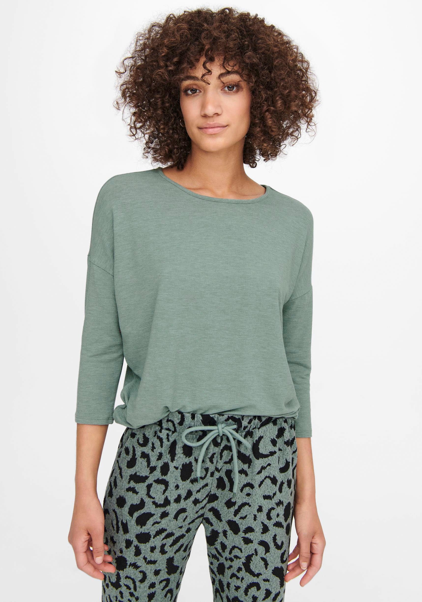 lässiger ONLY 3/4 JRS TOP 3/4-Arm-Shirt ONLGLAMOUR Oversize-Form Chinois NOOS Green in