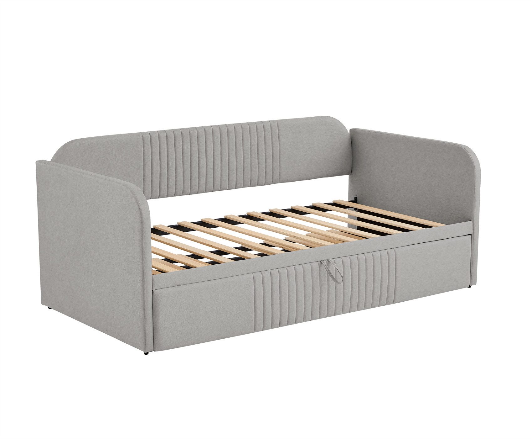 autolock Schlafsofa Polsterbett,Ausziehbares Schlafsofa 90/180*190cm,mit Lattenrost, mit vertikalen Streifen,Multifunktionsbett,atmungsaktiver Leinenstoff