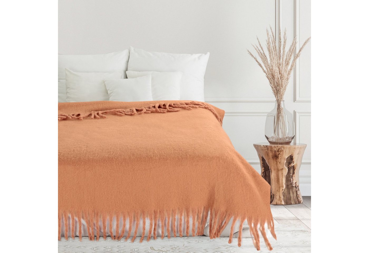 Wohndecke Decke mit Fransen, BOHO Stil 130x170 cm, Eurofirany, Sofadecke, Wohndecke, Tagesdecke, Bettüberwurf, Kuscheldecke