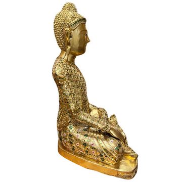 Asien LifeStyle Buddhafigur Holz Buddha Statue Thailand blattvergoldet