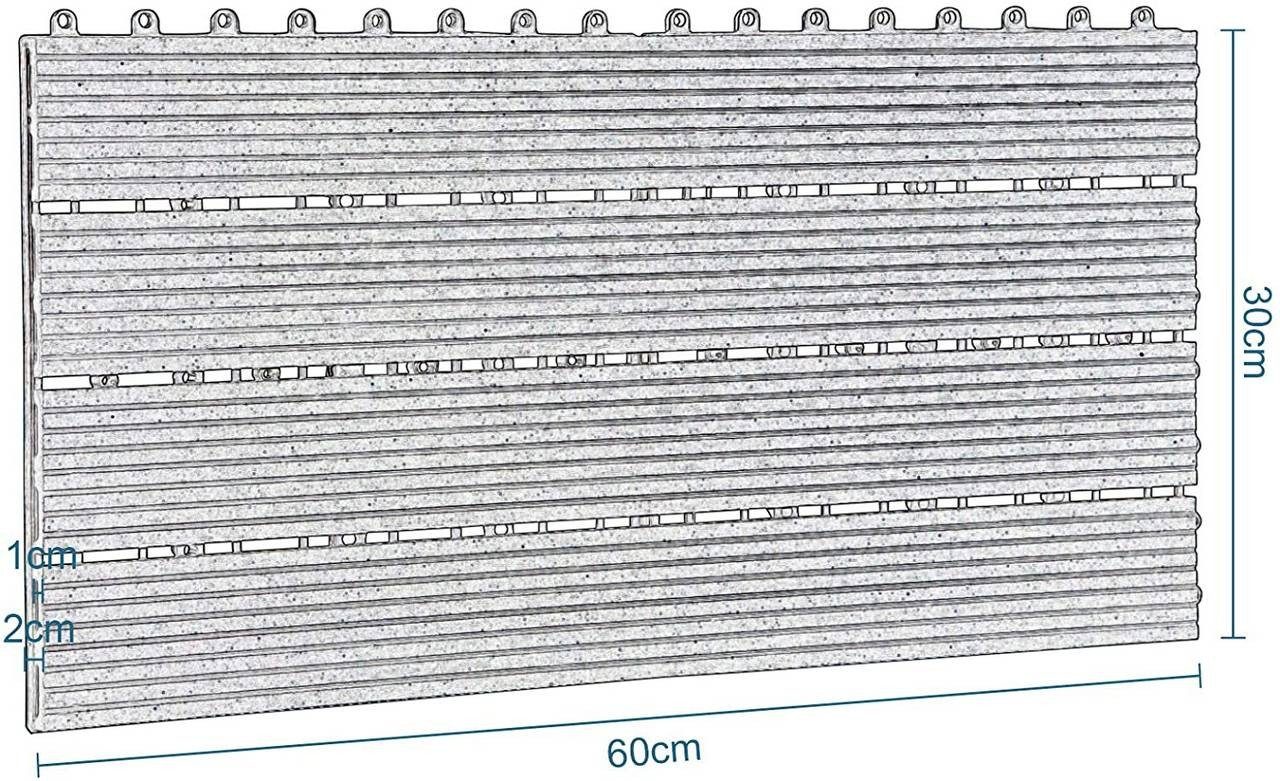 EUGAD WPC-Fliesen, 12 St., Klickfliesen in 30×60 für 2m² cm Hellgrau Holzoptik